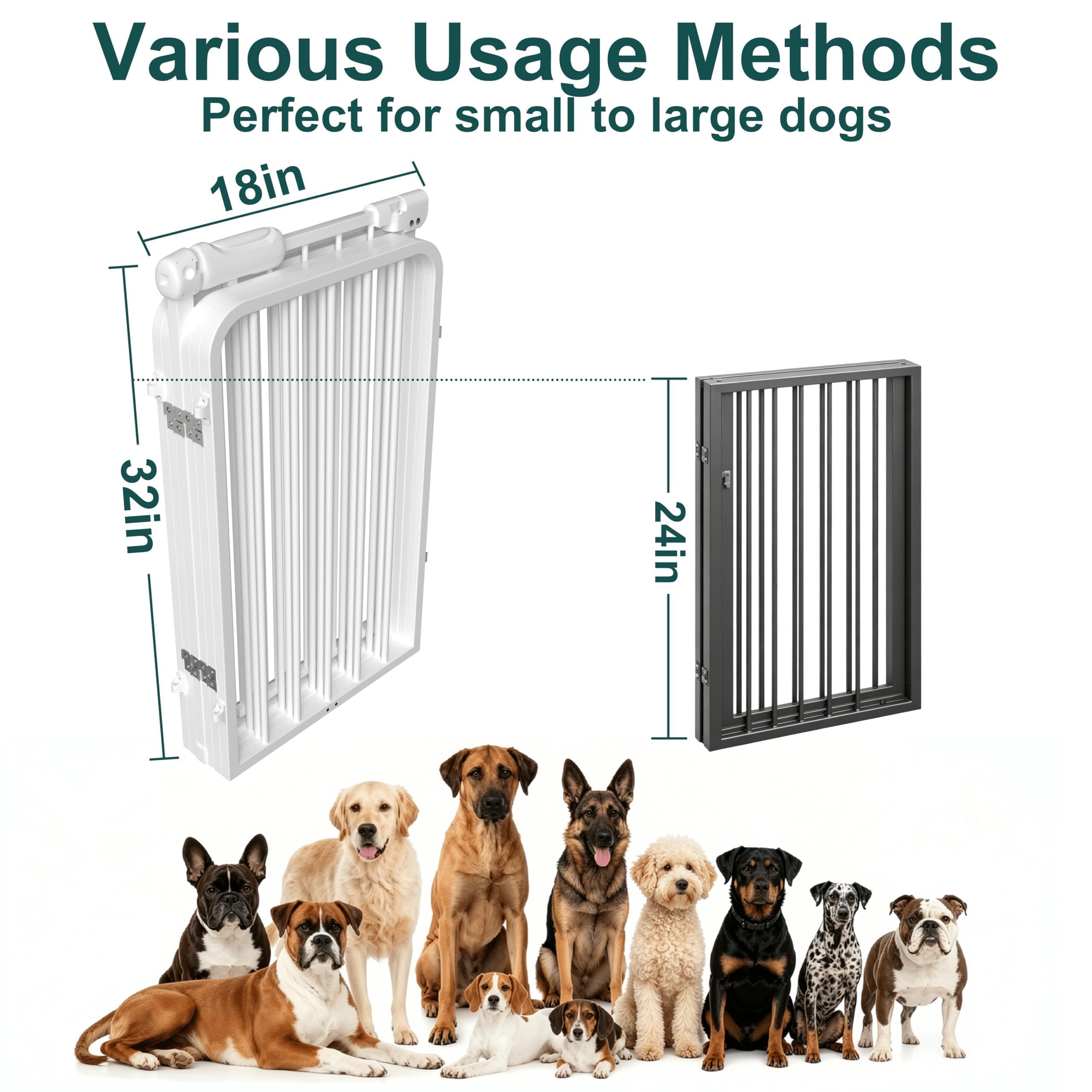 WAOWAO Heavy-duty Freetanding Dog Gate with Door, 106"Extra Wide 30"Tall Metal Puppy Pet Gate for Indoor, Foldable Gate for Doorways, Stairs, Hallways, House, Free Standing /Wall Mounted Gate 6 Panels