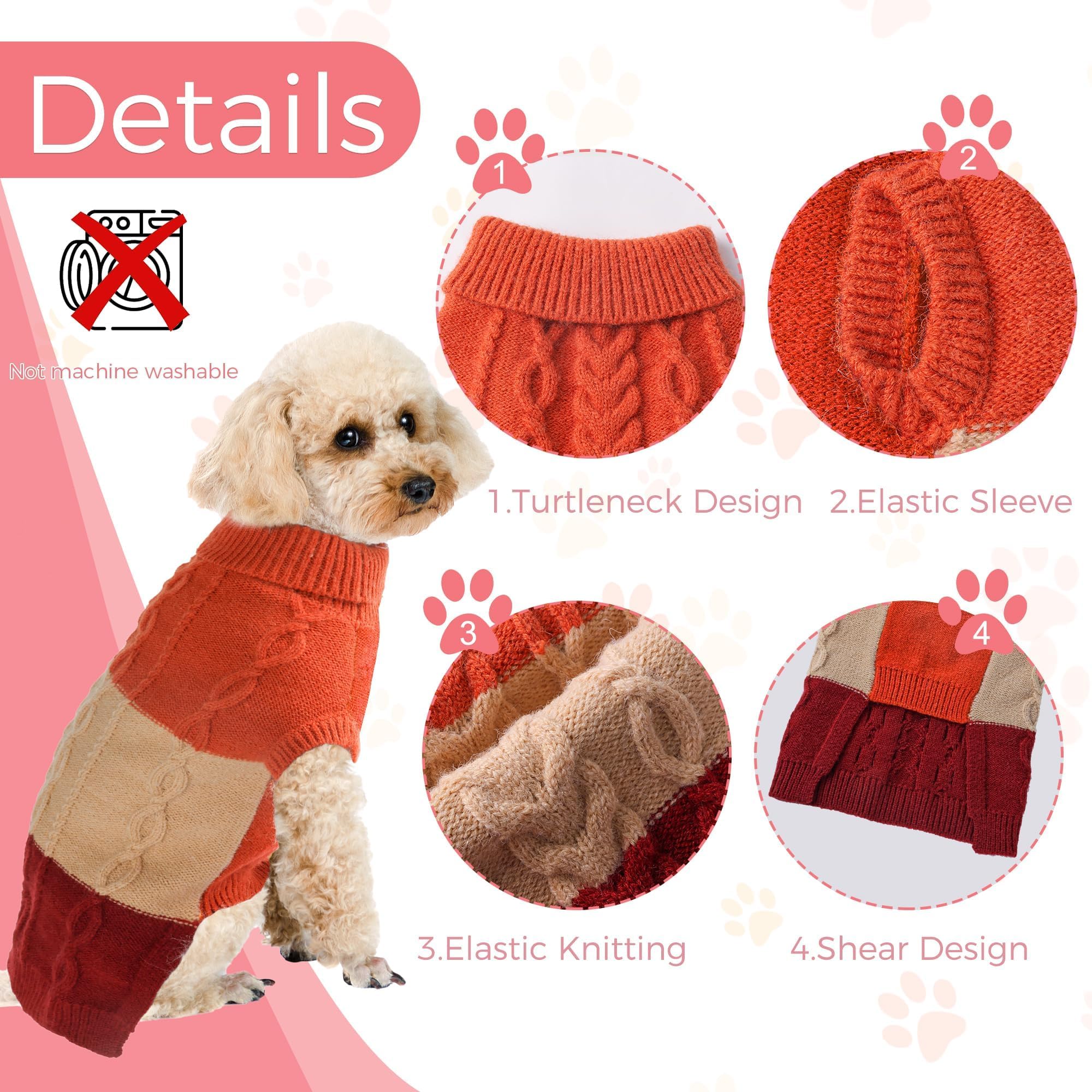 NACOCO Dog Sweater Color Block - Halloween Cat Knitted Clothes Pet Fashion Sweatshirt Soft Vest Thickening Winter Warm Knitwear Outfits Apparel for Small Medium Dog Puppy Kitten(Pink, L)