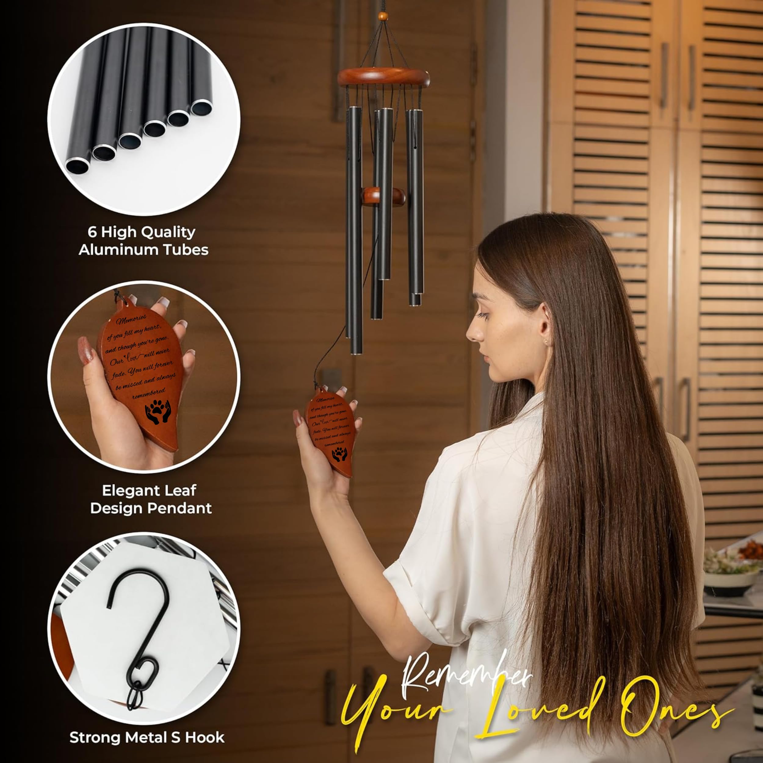 WindsPlay Pet Memorial Wind Chimes For Dogs - 32.5" Pet Remembrance Wind Chime - Dog Memorial Gifts For Loss Of Dog - Prime Bereavement Gift Idea For Loss Of Cat Sympathy Gift - Bereavement Gifts Dogs