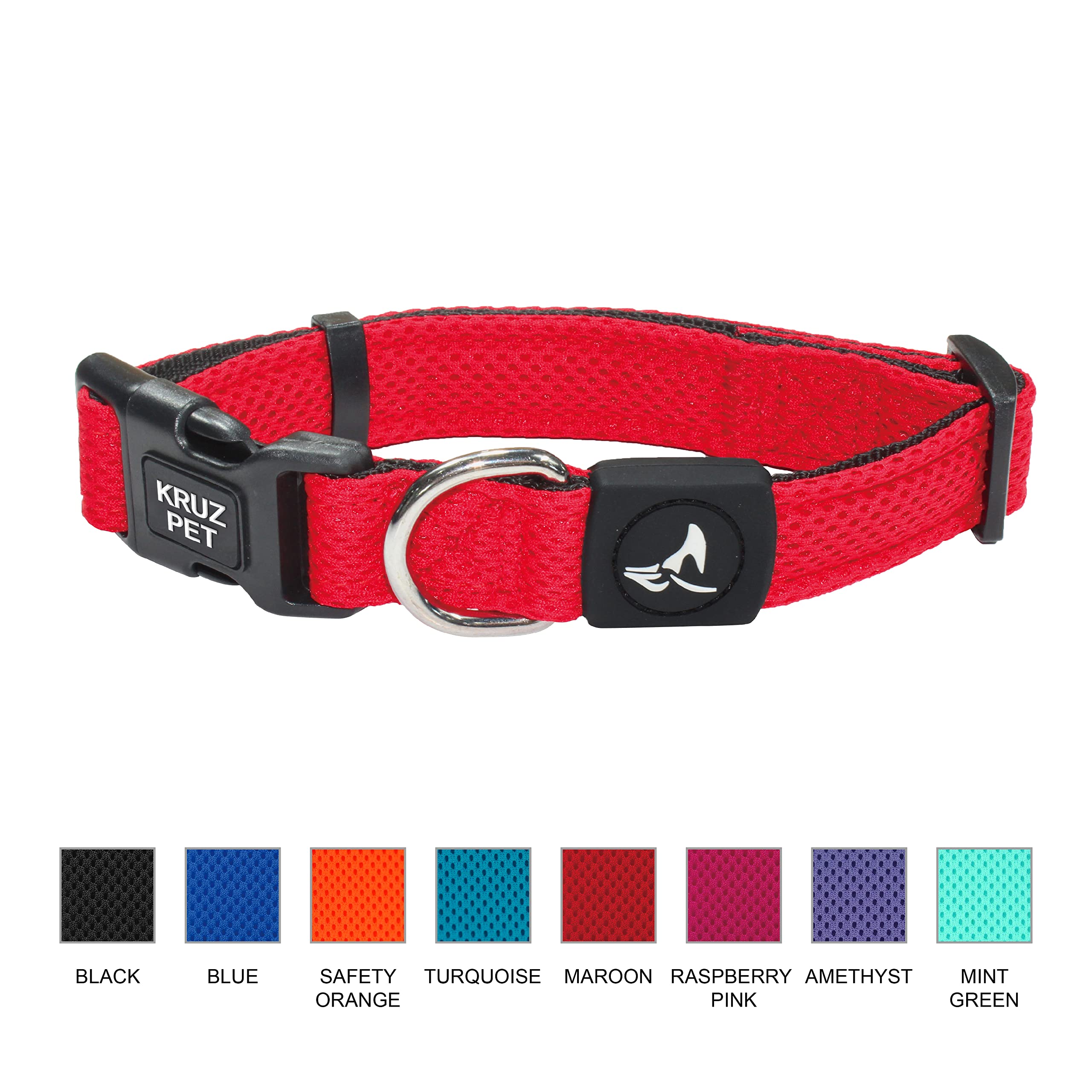 Kruz Pet Dog Collar for Small Dogs (3/4 in Width, 10.5–14.5) | Adjustable Padded Black Dog Collar with Heavy Duty D Ring | Soft Comfortable Fit for Puppies and Small Dogs | Small