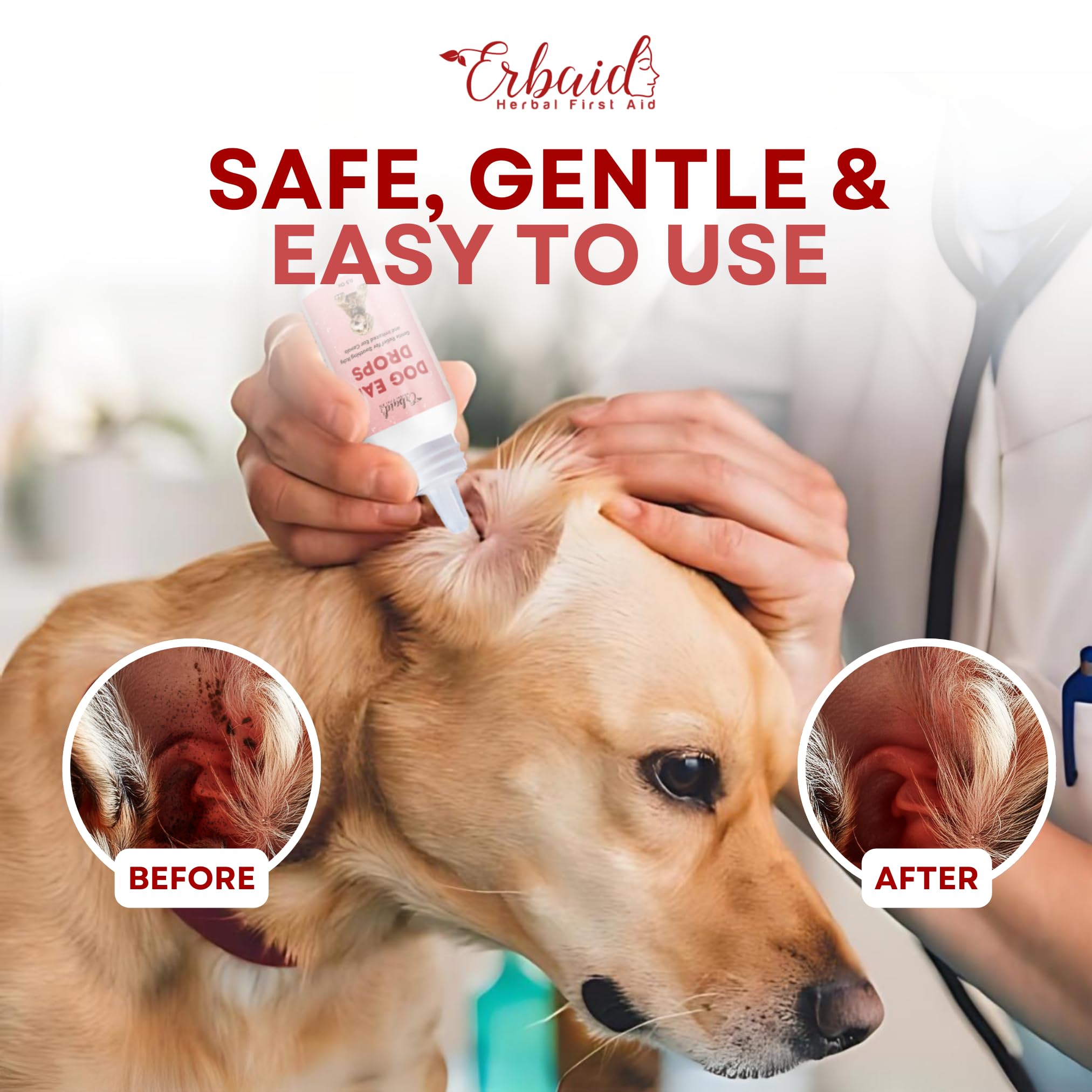 Dog Ear Cleaner – All Natural Ear Drops for Dogs Ear Infection – Eliminates Yeast Odor, Loosens Wax, Prevents Infections, Relieves Itching – Safe, Gentle, Effective Itchy Ear Relief, Made in USA