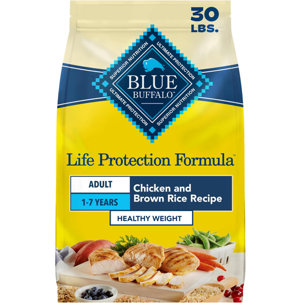 Blue Buffalo Life Protection Formula Healthy Weight Adult Dry Dog Food, Chicken & Brown Rice, Supports Immunity with Antioxidant-Rich LifeSource Bits, Promotes Lean Muscles & Weight Control, 30 lbs.