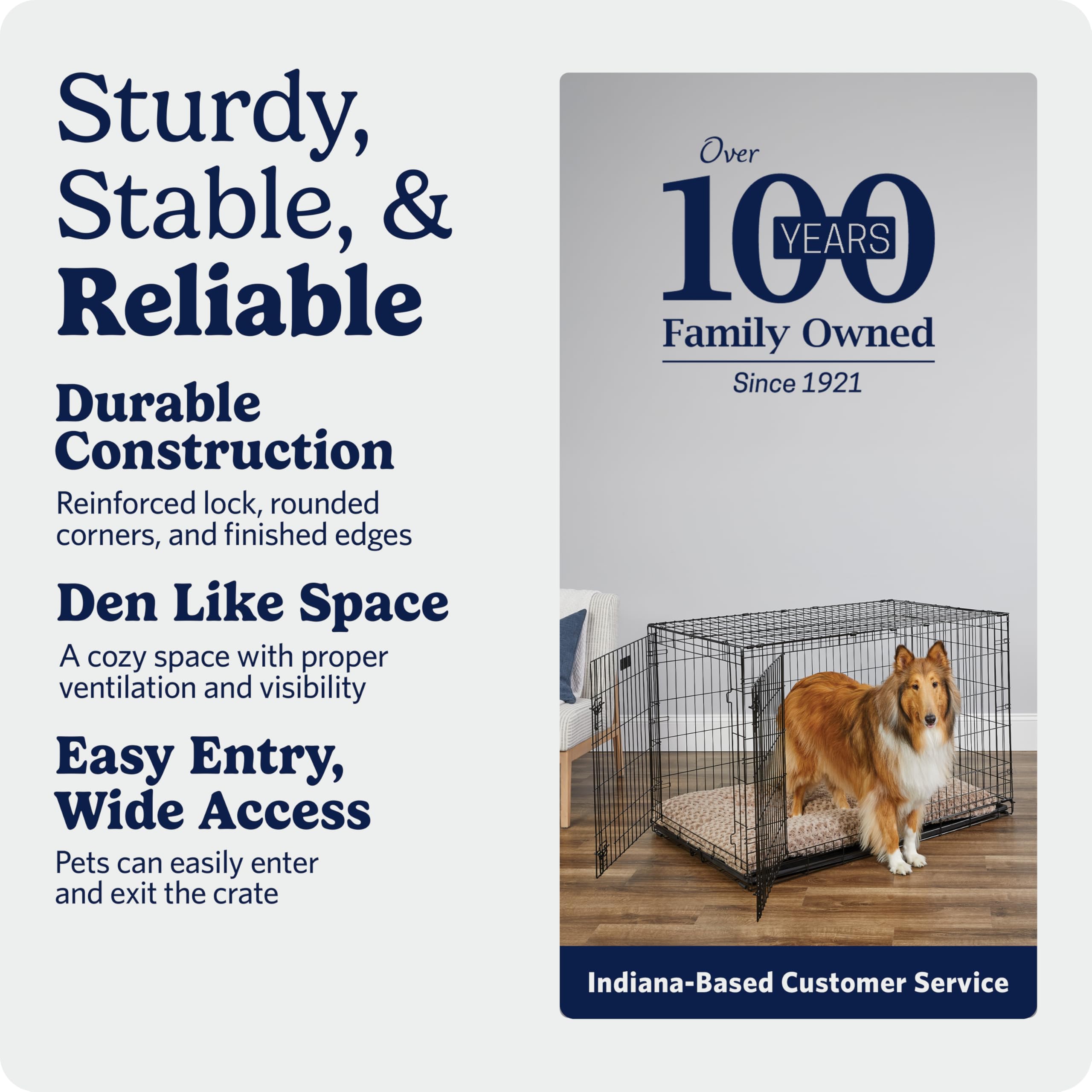 MidWest Homes for Pets 48-Inch iCrate for Extra-Large Breeds, 90-110 lbs, Double Door Folding Dog Crate with Divider Panel, Leak-Proof Tray & Secure Latches, Portable, Durable & Easy to Assemble