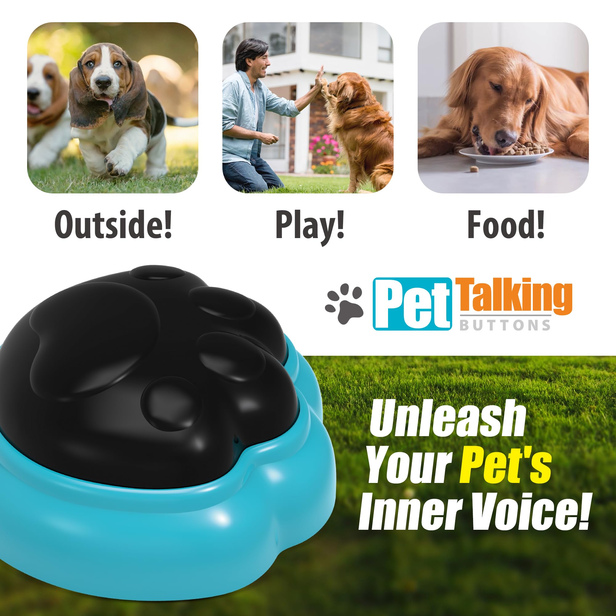 Dog Buttons for Communication, 4 Pcs Recordable Dog Talking Button Set,Gifts,Games&Stuff for Dogs-Speaking Button for Dog Training,Teach Your Dog to Communicate Through Words,Buttons with Light
