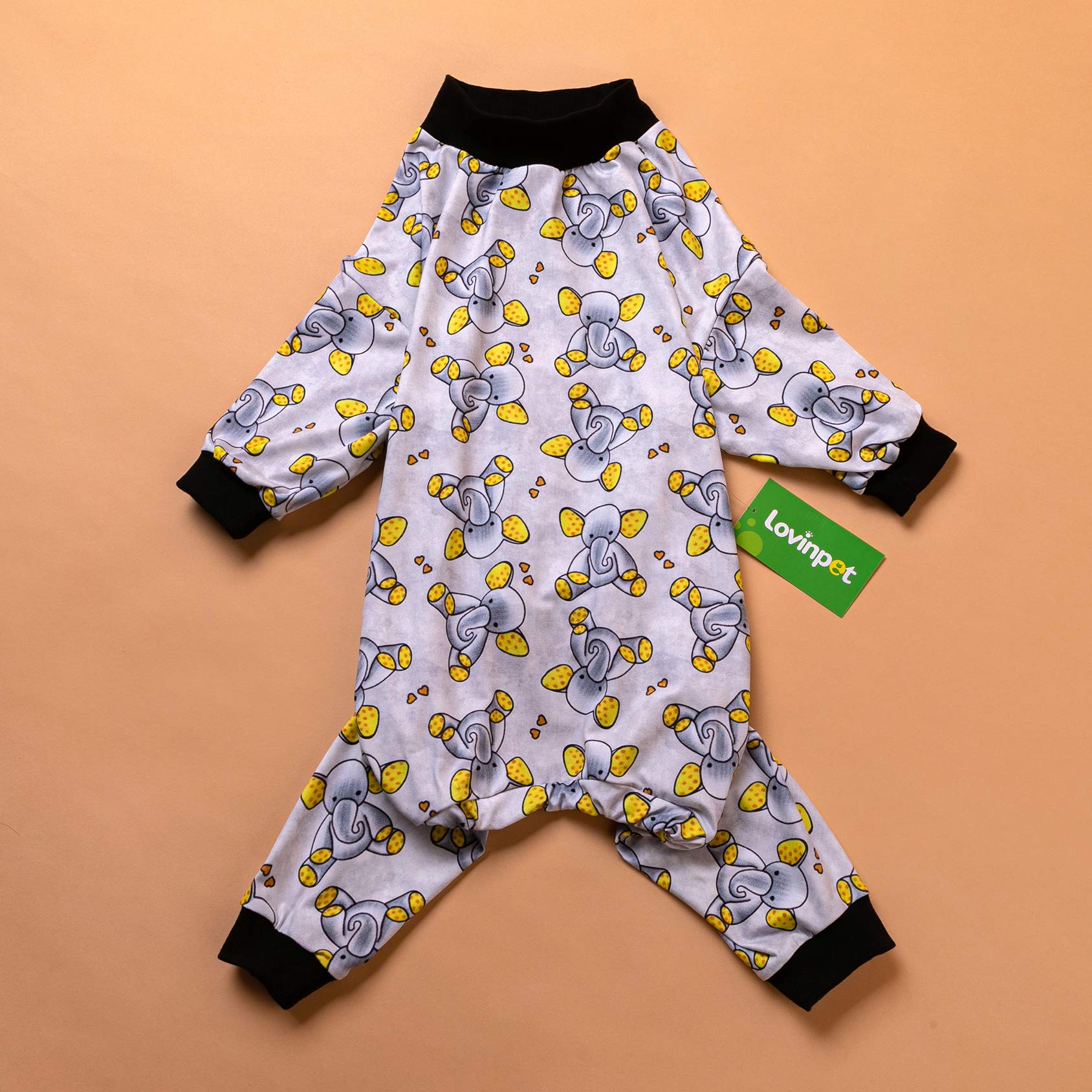 LovinPet Big Dogs Pajamas Clothes, Sleepytime Elephants Print, Pajamas for Pitbulls, Post Surgery Dog Shirt, Wound Care Large Dog Onesies, Lightweight Pullover, Full Coverage Large Breed Dog Pjs, 3XL