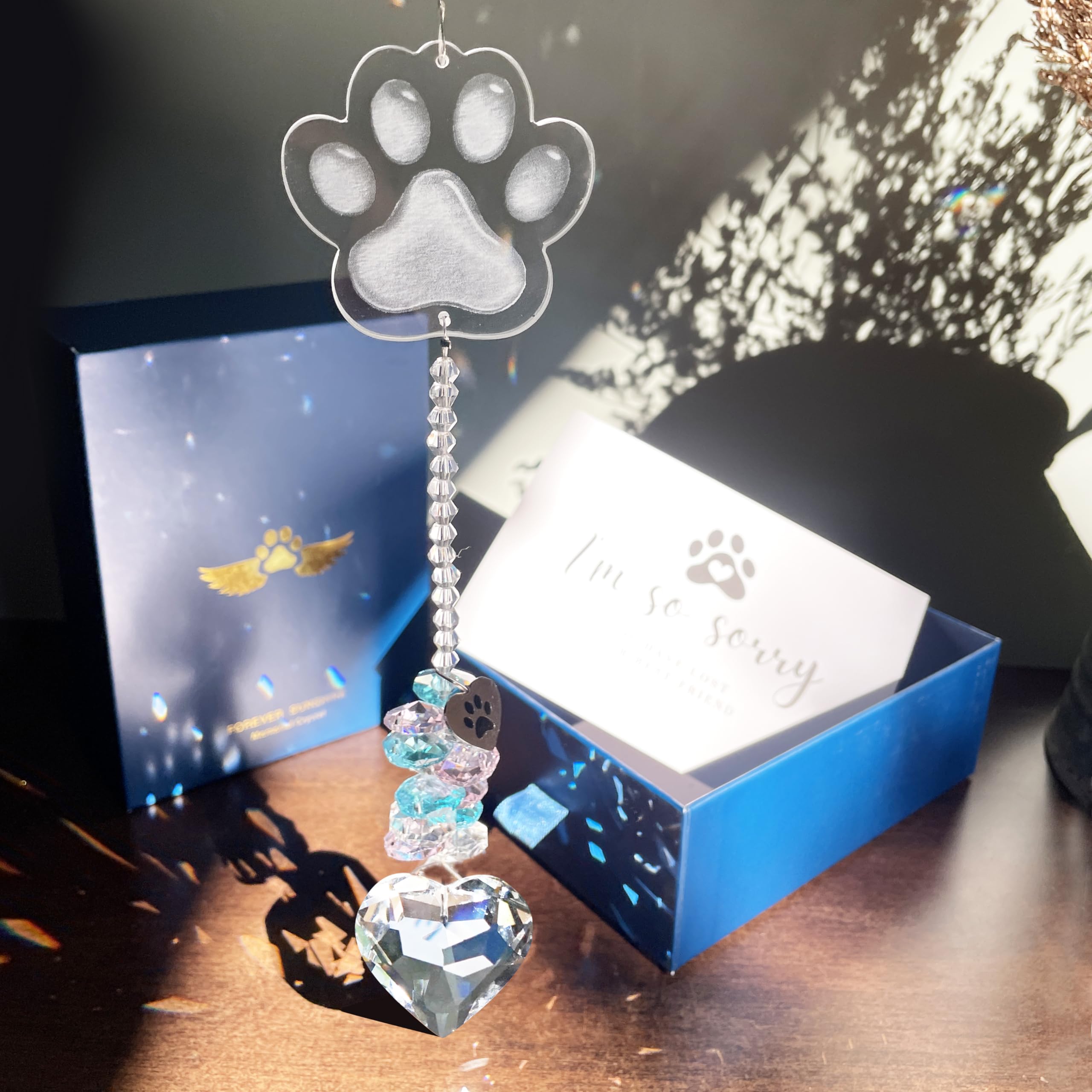 Dog Memorial Gifts for Loss of Dog Pet Sympathy Gift Suncatcher, Dog Memorial Gifts, Loss of Pet Memorial Keepsake - Dog Bereavement Gift - Clear