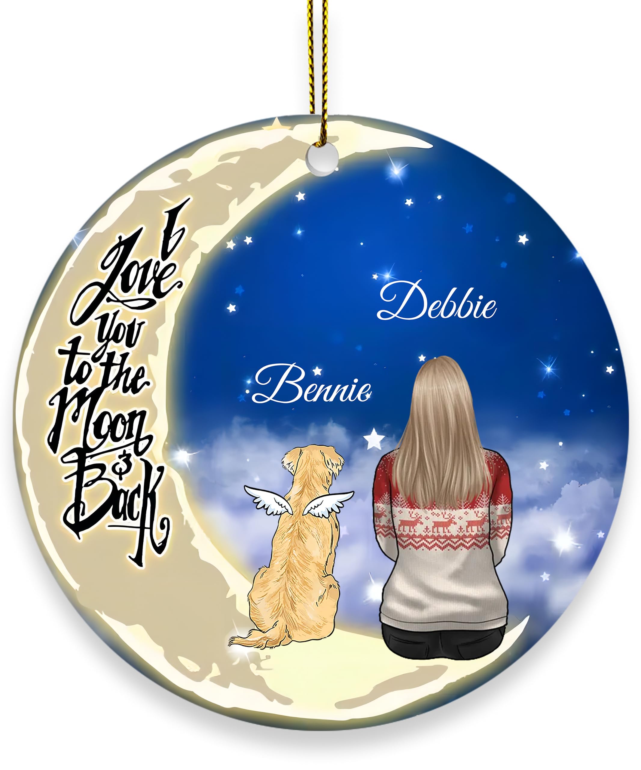 Personalized Dog Memorial Gifts for Loss of Dog, Custom Pet Memorial Ornament for Dogs, Loss of Dog Sympathy Gift, Dog Passing Away Gifts, Ceramic Ornament for Christmas Tree (Women)