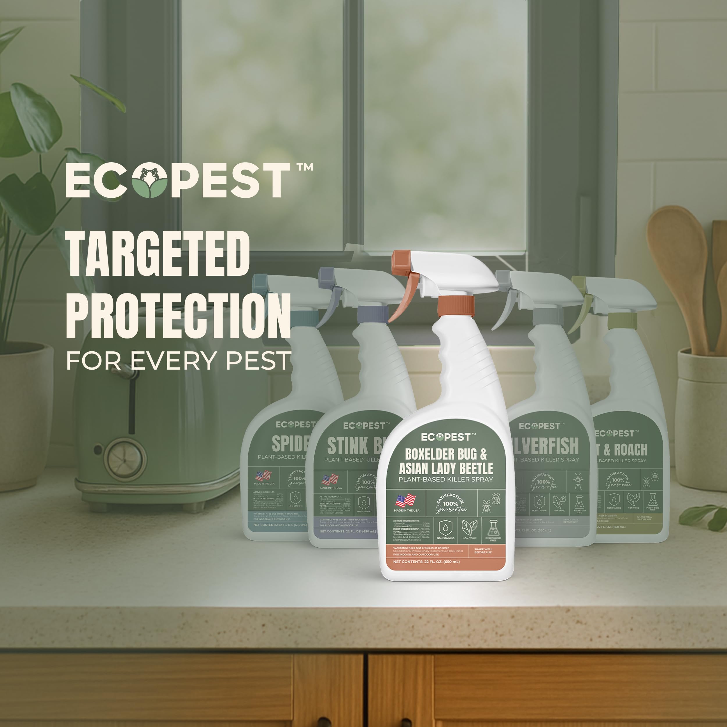 Boxelder Bug & Asian Lady Beetle Spray – Natural, Plant-Based Indoor & Outdoor Killer | Non-Staining, Safe for Doors, Windows, Siding & Baseboards | Child & Pet Safe, Low Odor, Eco-Friendly (22 oz)