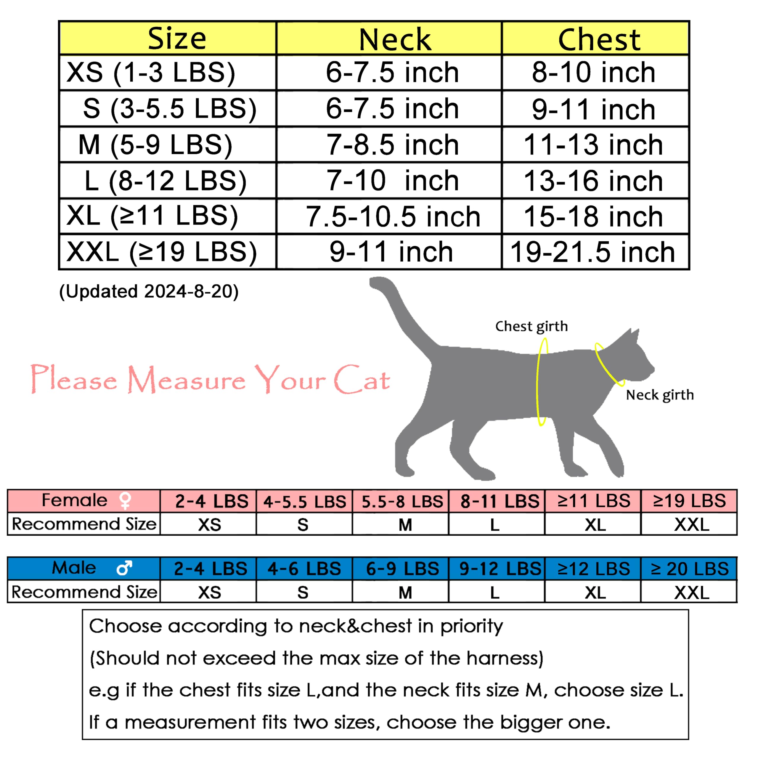 Tactical Cat Harness and Leash for Walking Escape Proof, Adjustable Cat Walking Jackets, Padded Stylish Cat Vest, Khaki, XX-Large
