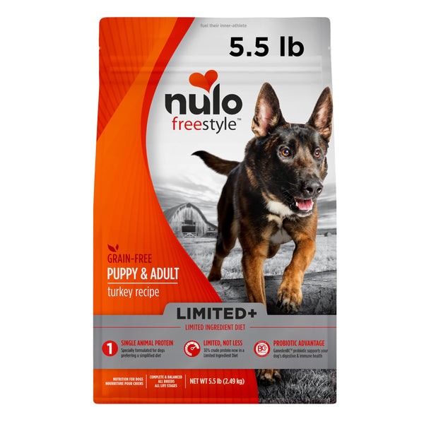 Nulo Freestyle Limited Ingredient Dry Dog Food - High Protein Turkey Recipe, Natural Grain Free Dog Food for Puppies & Adults, Small, Medium and Large Breed Kibble, 5.5lb Bag