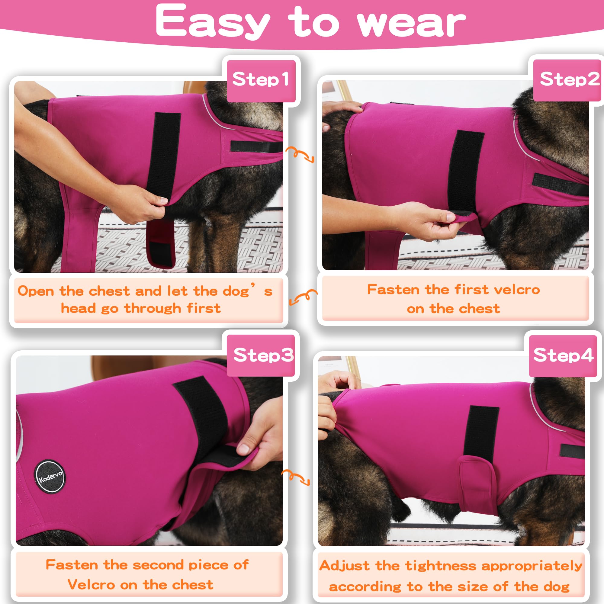 Kodervo Dog Anxiety Jacket, Skin-Friendly Dog Calming Shirt - Dog Coat for Thunder, Fireworks, Vet Visits and Separation - Keep Pet Calm Without Medicine & Training, Dark Green, Medium