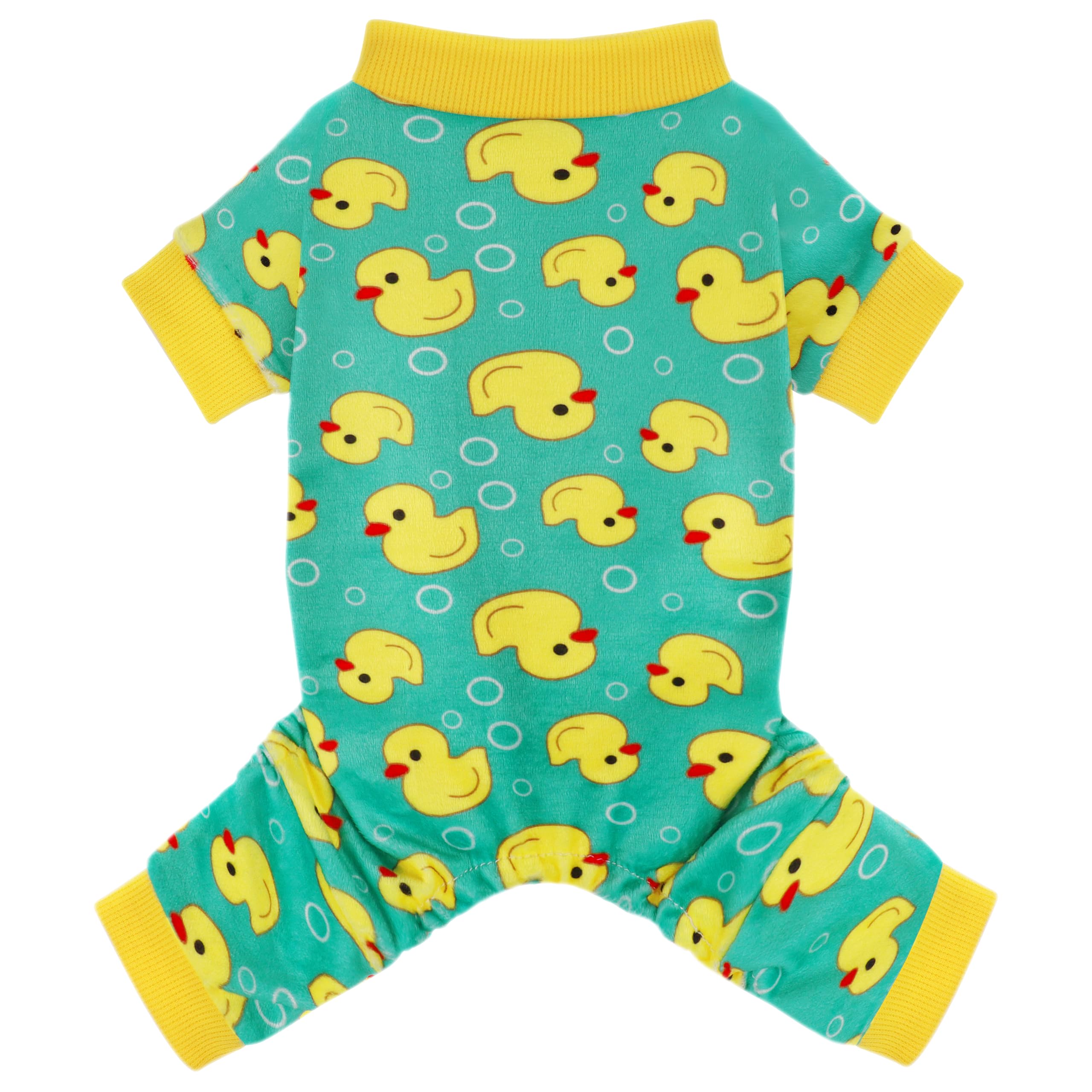 Paiaite Dog Pajamas Onesie: Comfortable Four-Legged Apparel for Small, Medium, & Large Dogs, Polyester Material for Comfort, Wrinkle Resistance, Moisture Wicking, and Stretchiness Yellow Duck L