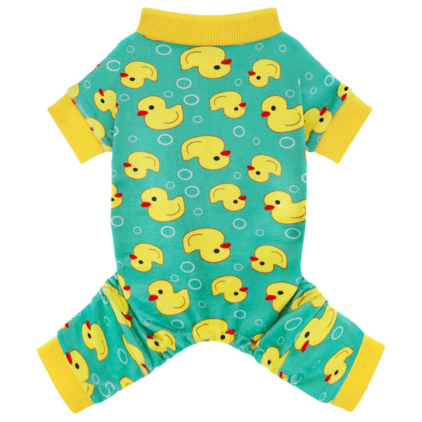 Paiaite Dog Pajamas Onesie: Comfortable Four-Legged Apparel for Small, Medium, & Large Dogs, Polyester Material for Comfort, Wrinkle Resistance, Moisture Wicking, and Stretchiness Yellow Duck L