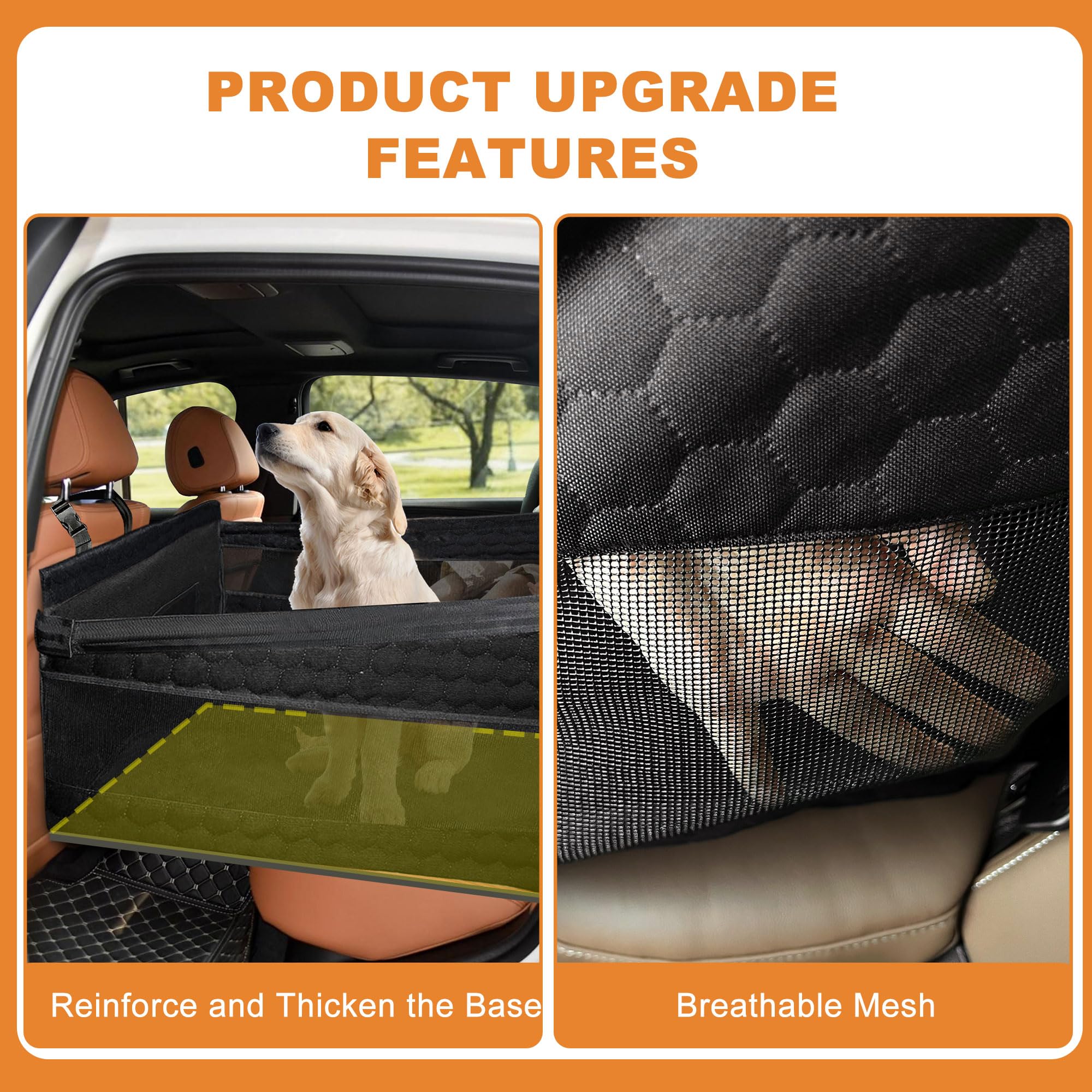Lingusta Dog Car Seat for Medium Dogs,Back Seat Extender for Dogs,Large & Small Dog Car Seat Cover for Back Seat,Dog Car Bed Mattress,Pet Car Seat for Car SUV Truck (Black)