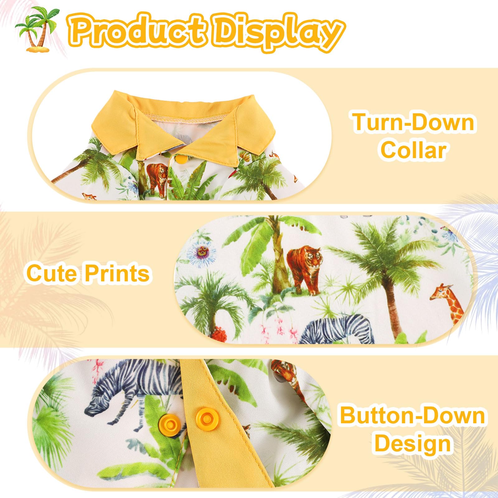 Yikeyo Dog Shirt,Hawaiian Dog Shirts for Small Dogs,Doggie Summer Clothes,Cool Beach Puppy T-Shirt with Sun Protection,Breathable Soft Pet Outfit(Yellow Giraffe,XS,Chest 9.44in)