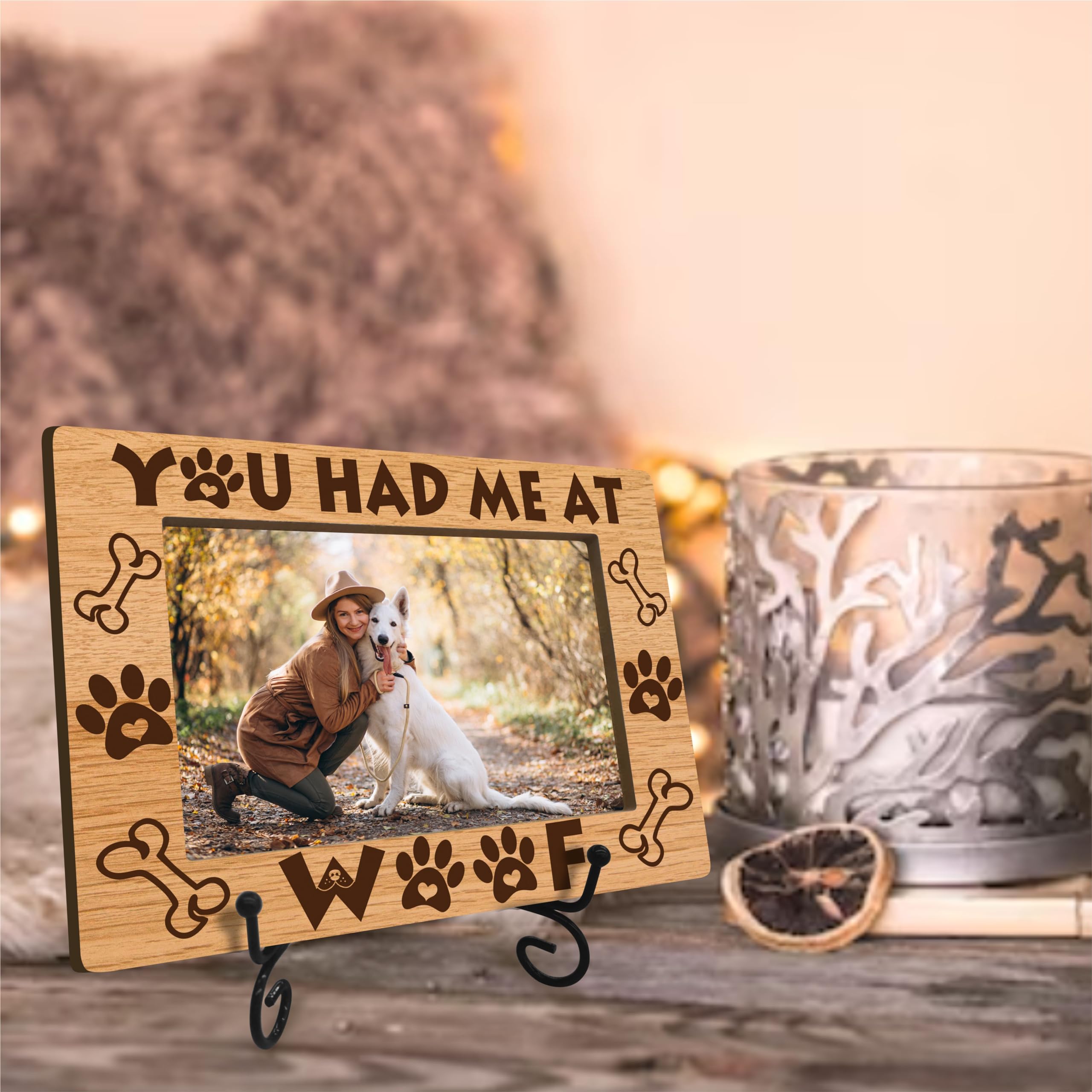 JCVUK Dog Picture Frame, Best Dog Ever Gifts, Pet Memorial Picture Frame - You Had Me At Woof, Memorial Frame For 4" x 6" Picture, Dog Lover Gifts (Horizontal) -A19