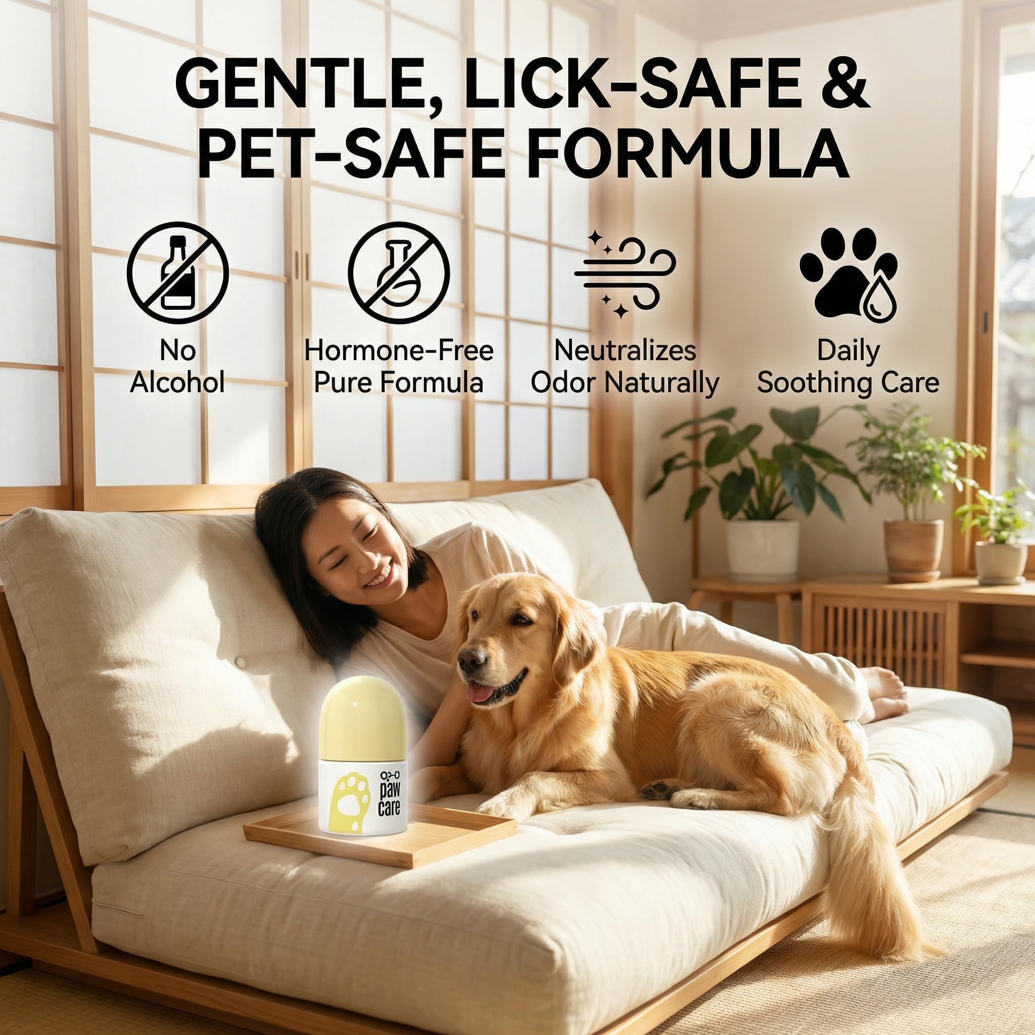 2.0 Paw Balm for Dogs & Cats - Natural Shea Butter Moisturizer Heals Dry Cracked Paws & Noses - Lick Safe & Non-Toxic - Large Roll-on Applicator - Plant-Based Avocado & Olive Oil Protection