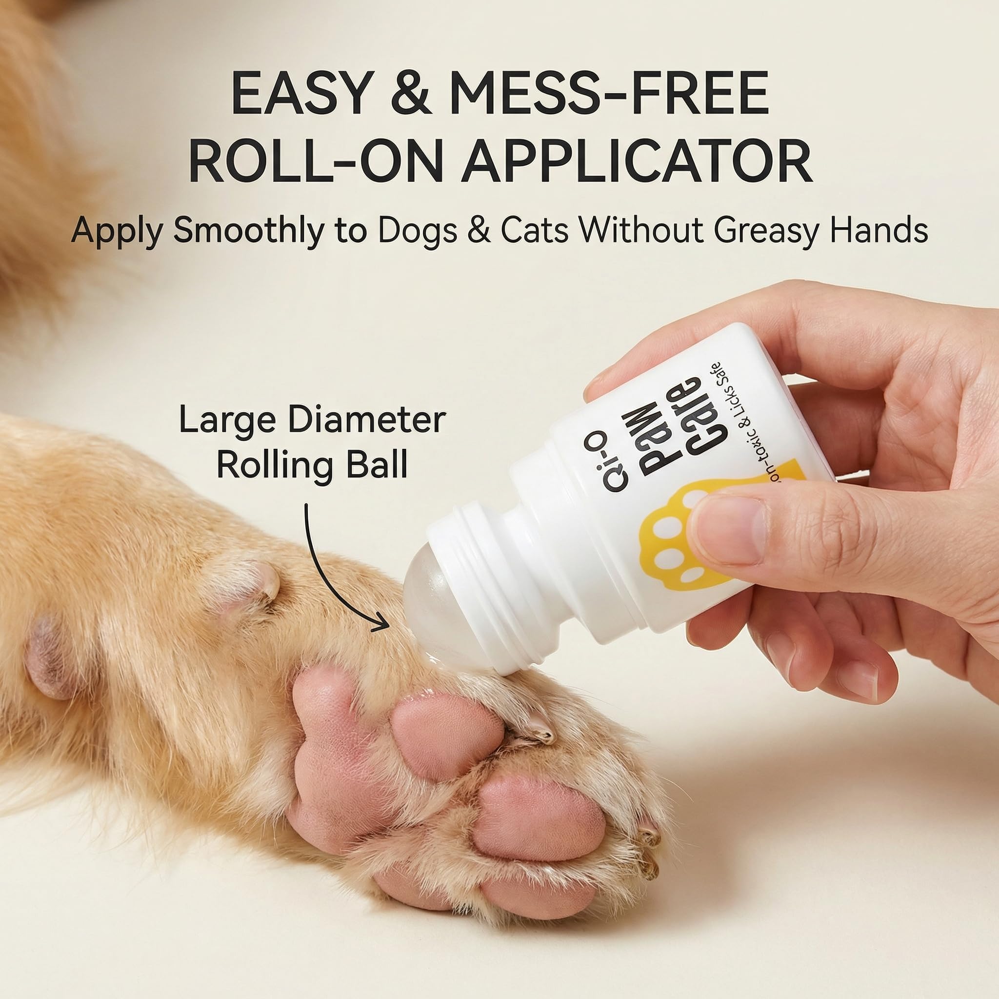 2.0 Paw Balm for Dogs & Cats - Natural Shea Butter Moisturizer Heals Dry Cracked Paws & Noses - Lick Safe & Non-Toxic - Large Roll-on Applicator - Plant-Based Avocado & Olive Oil Protection