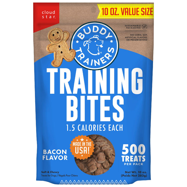 Buddy Biscuits Trainers Training Bites Soft & Chewy Dog Treats, Bacon, 10 oz. Pouch