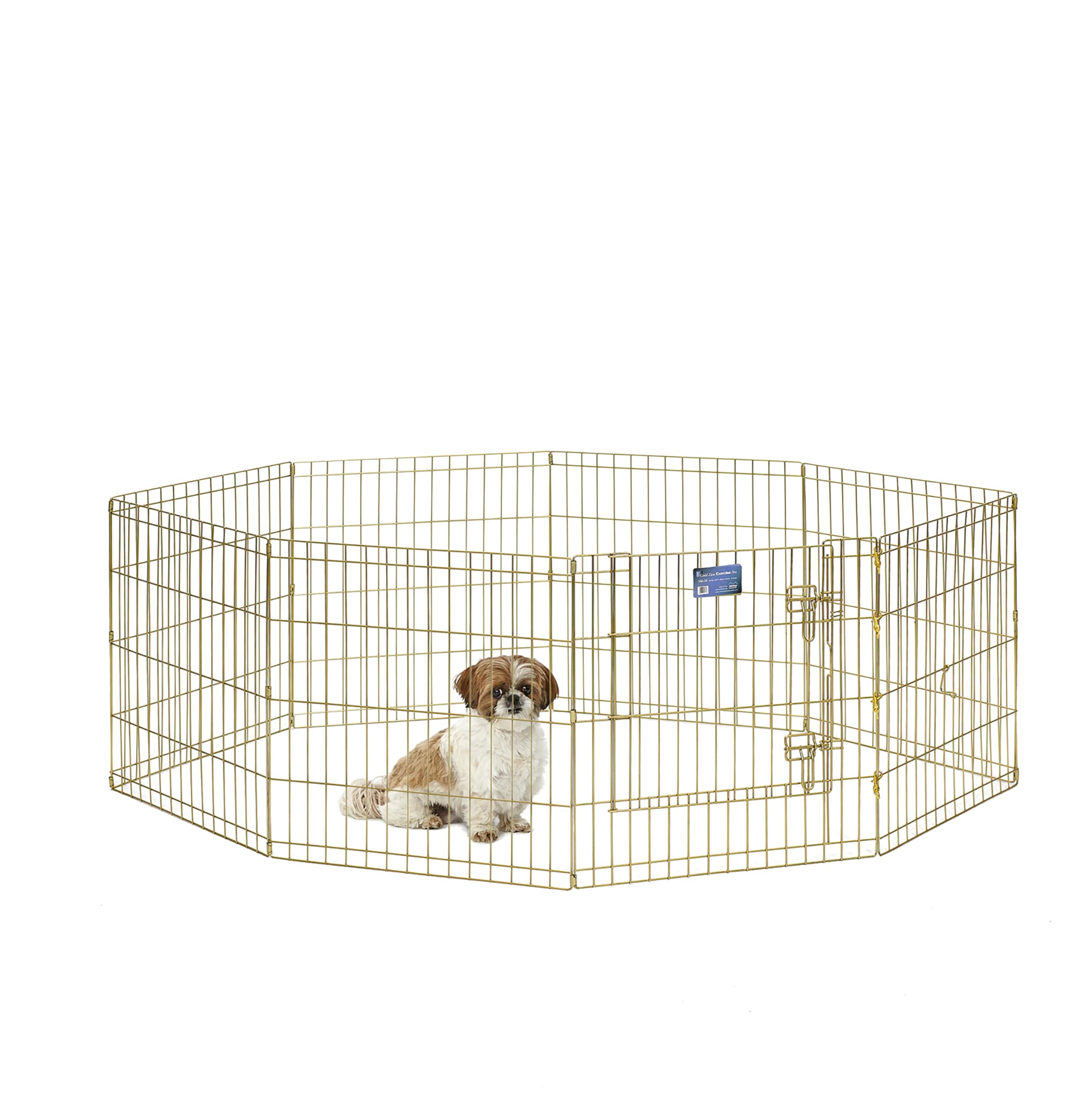 MidWest Homes for Pets 24-Inch Exercise Pen, for Indoor and Outdoor Use, 16 Sq Feet of Play, Single Door Folding Dog Pen, with Large Door Opening & Secure Latch, Easy to Set Up, Foldable Dog Playpen