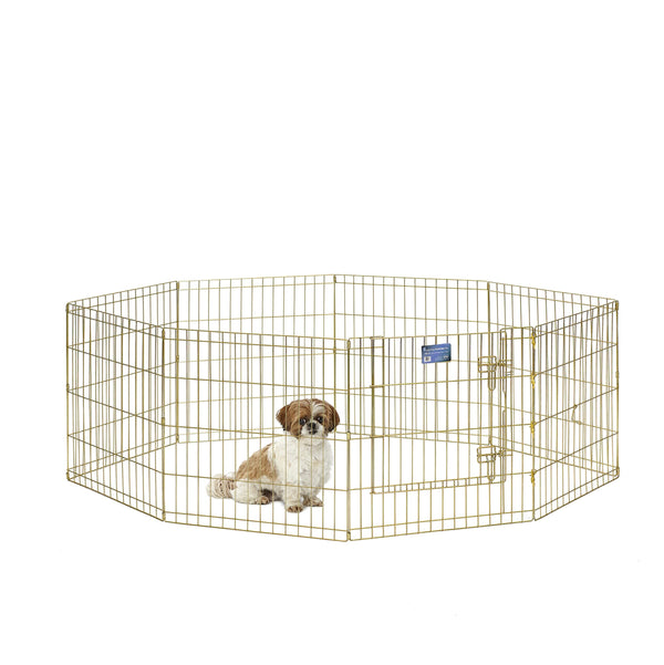 MidWest Homes for Pets 24-Inch Exercise Pen, for Indoor and Outdoor Use, 16 Sq Feet of Play, Single Door Folding Dog Pen, with Large Door Opening & Secure Latch, Easy to Set Up, Foldable Dog Playpen