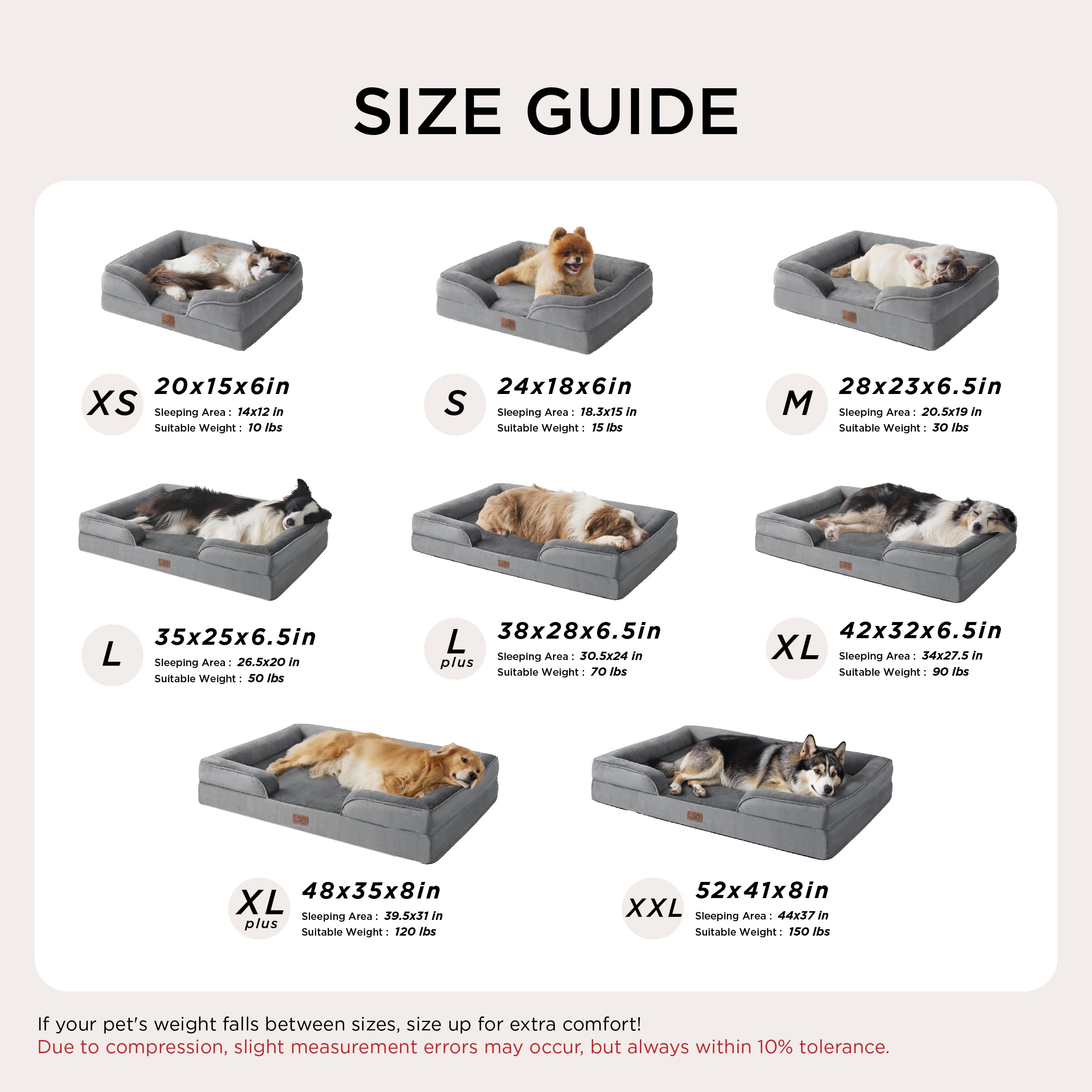 Bedsure Self Warming Orthopedic Dog Beds Large Sized Dog - Washable Large Dogs Bed Waterproof, Big Comfort Dogs Couch Sofa with Removable Cover, Pet Bed with Nonskid Bottom, Grey, Non-Electric