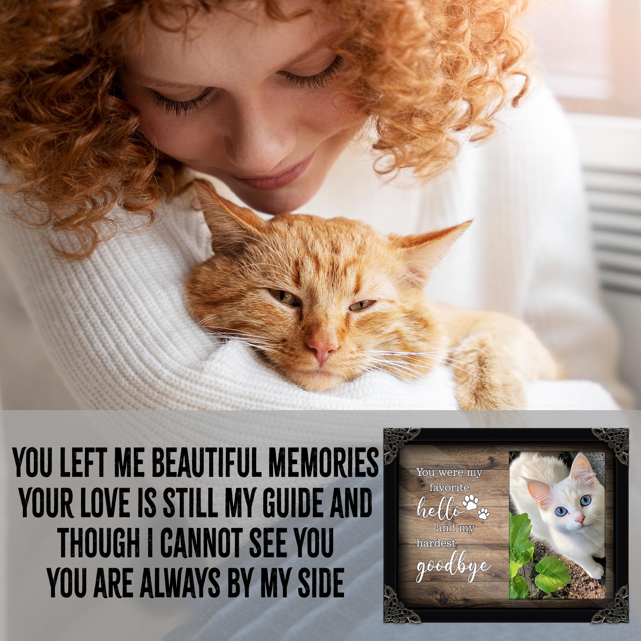 4x6 Covered Dog Memorial Picture Frame, Pet Memorial Gifts for Dogs Cats, Bereavement Frame for Dog Cat in Loving Memory, Loss of Pet Sympathy Gift, Pet Remembrance Gift Wall Tabletop PF205-B