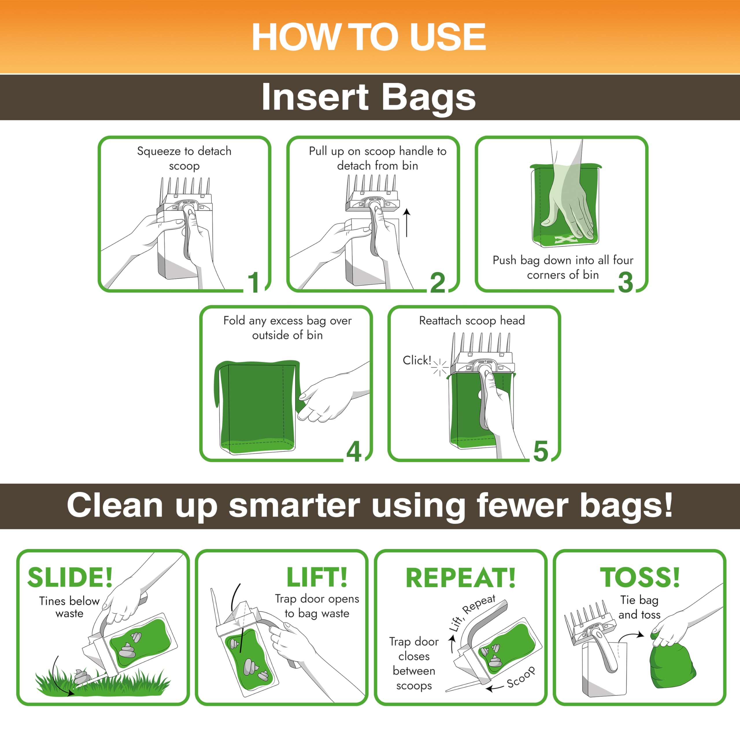 Neater Pet Brands Lift N' Bag Dog Pooper Scooper with Bag Attachment | 195 Bags | Dog Pooper Scooper for Yard & Walks | One-Hand Use | Heavy Duty Poop Scoop for Small to Large Dogs