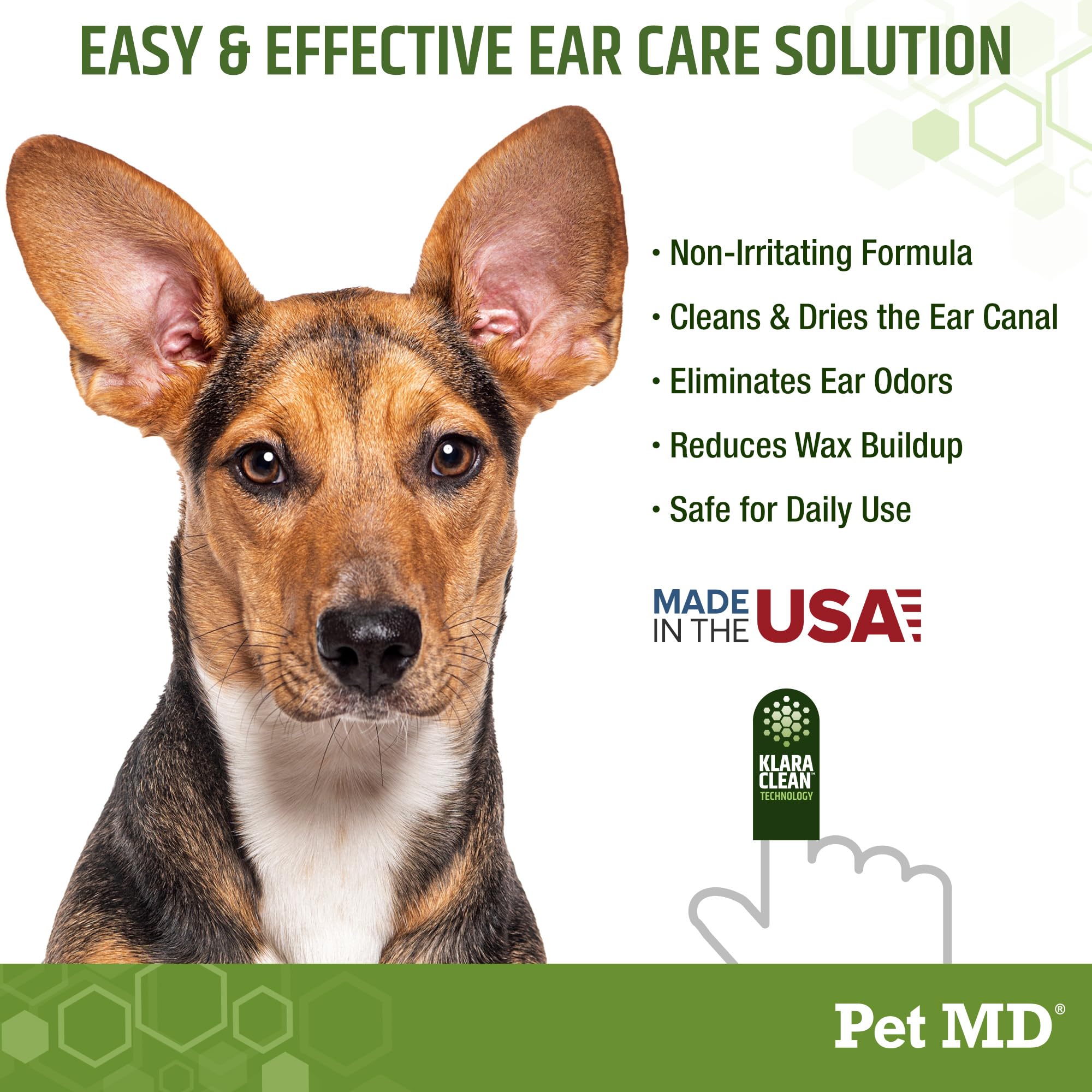Pet MD Dog Ear Cleaning Wipes – Otic Cleanser for Dogs, Soothing Ear Care with Aloe Vera & Eucalyptus, Finger Wipes, 50 Count