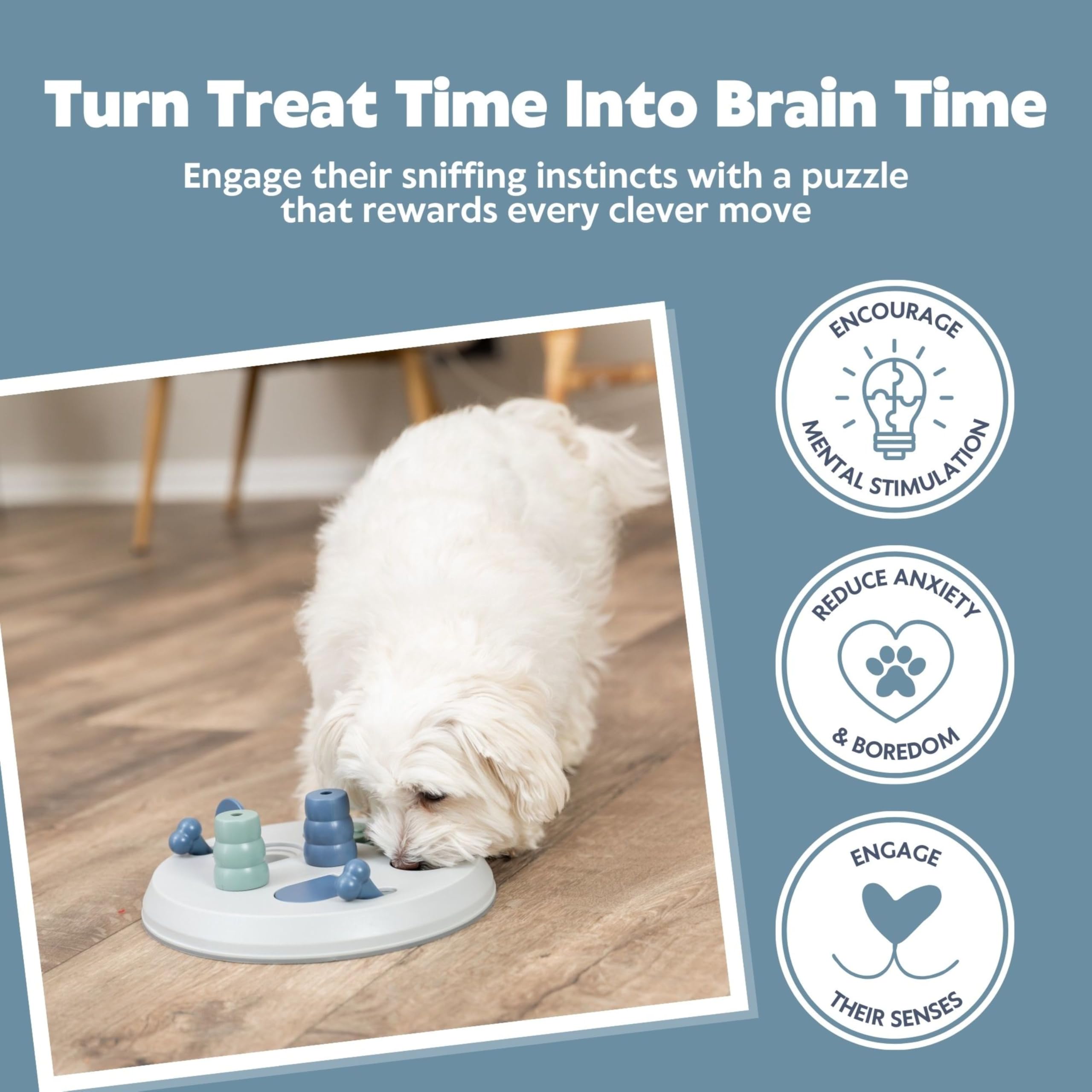 TRIXIE Flip Board Dog Activity Interactive Toy, Level 2 Food Puzzle Game, Brain Teasing Treat Dispenser, IQ and Mental Development Toy for Smart Dogs, Enrichment Toy for Boredom Busting