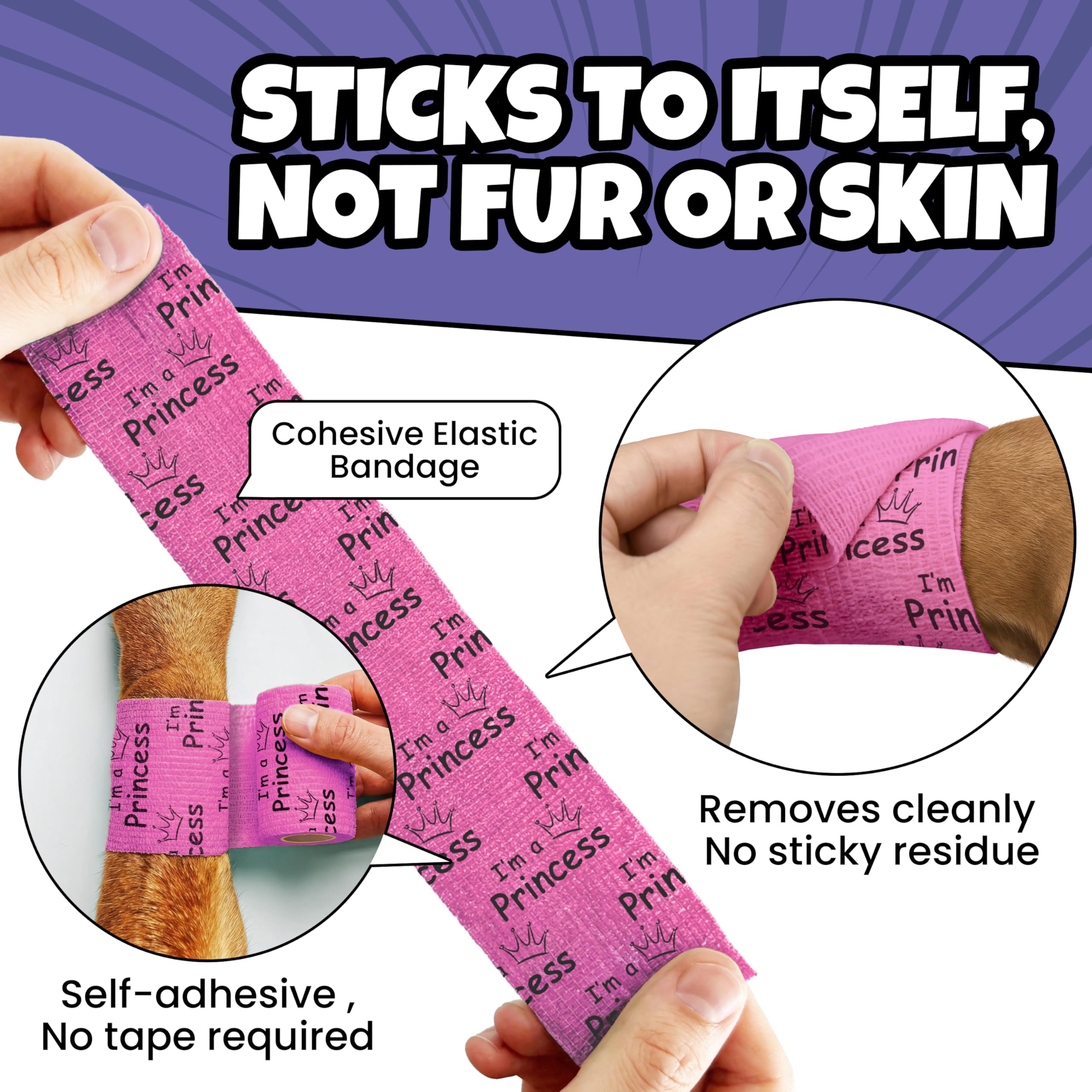rubyloo Vet Wrap for Dogs – Funny Dog Bandage for Wounds - 12 Pack of 2" Self-Adhesive Vet Tape - Breathable Pet Wrap Bandage for Hot Spots & Injuries, Dog First Aid Kit Supplies - Oops Wraps