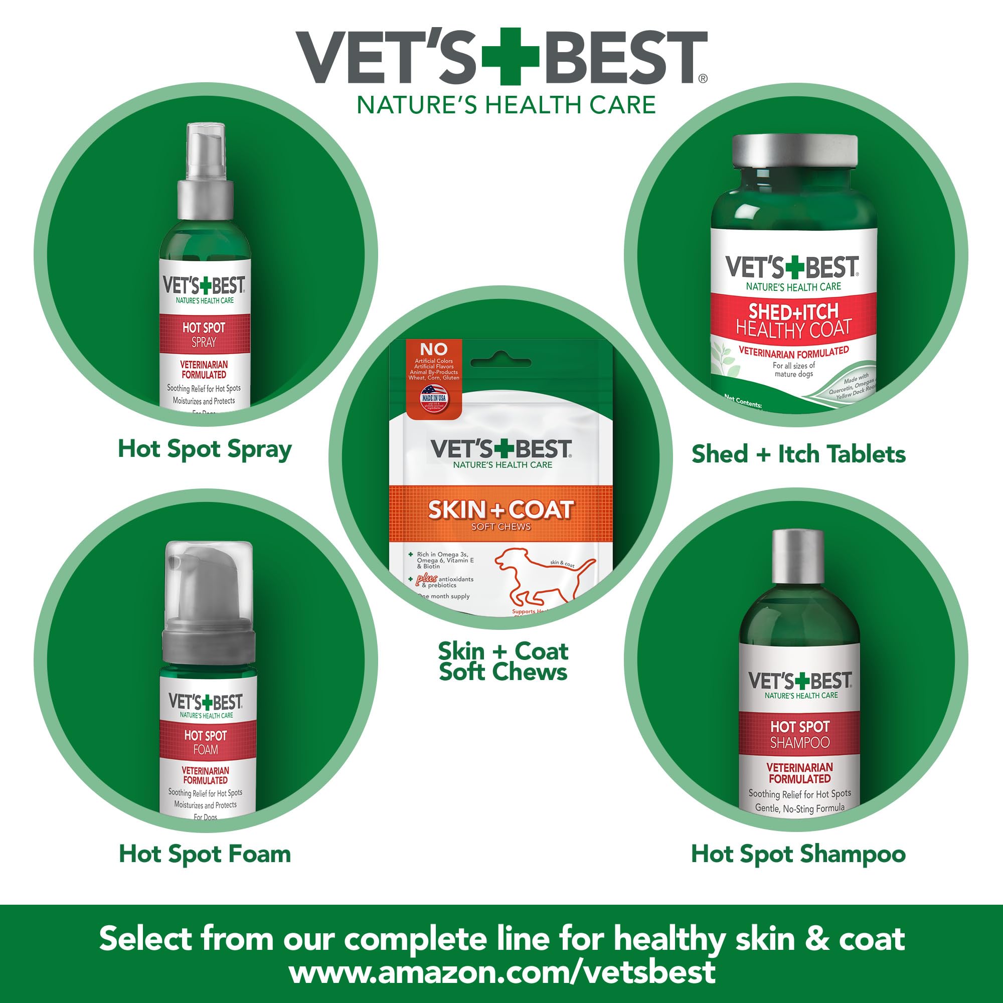 Vet's Best Dog Hot Spot Itch Relief Spray for Dogs, Dog Hot Spot Spray, Relieves Dry Skin, Rash, Scratching, and Licking, Itchy Skin & Hot Spots, anti-itch spray for dogs, Alcohol-Free, 16 oz