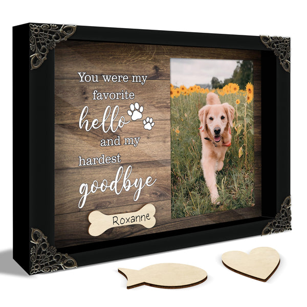 4x6 Covered Dog Memorial Picture Frame, Pet Memorial Gifts for Dogs Cats, Bereavement Frame for Dog Cat in Loving Memory, Loss of Pet Sympathy Gift, Pet Remembrance Gift Wall Tabletop PF205-B