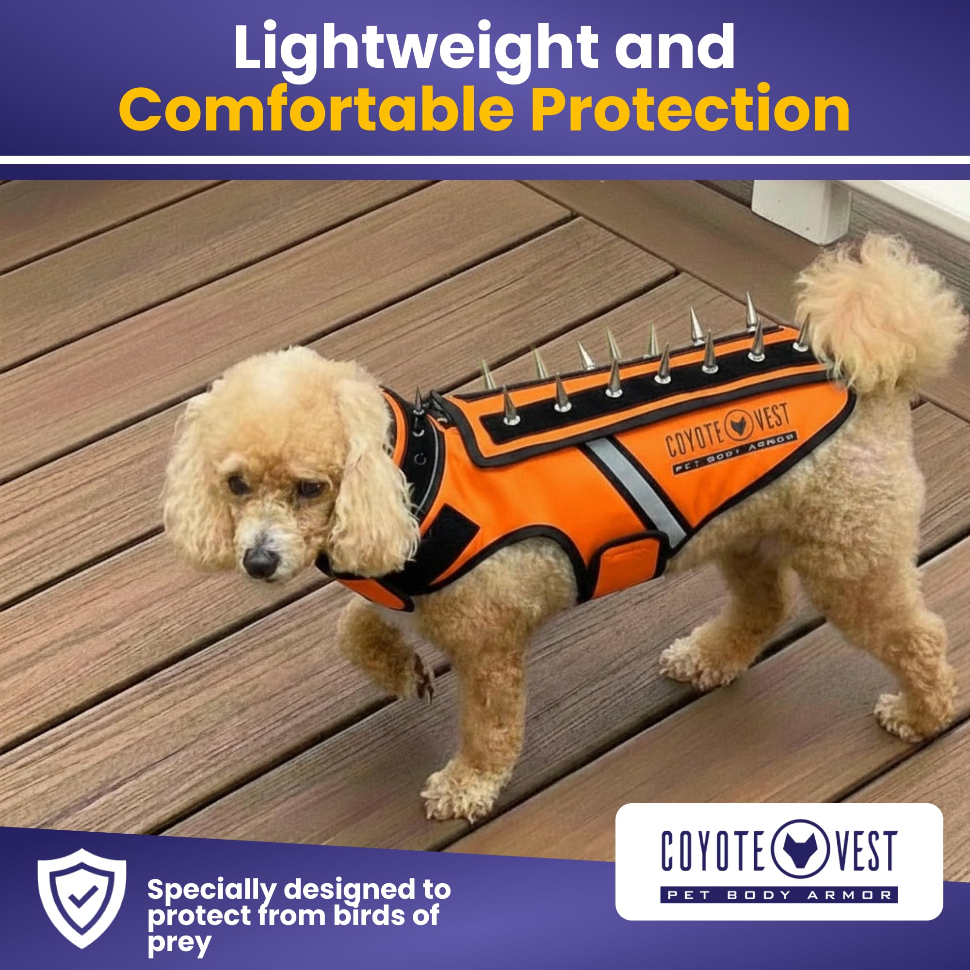 CoyoteVest HawkVest Dog Harness Bundle | Includes SpikeVest & HawkShield Release Pad | Stab-Resistant Protection from Coyotes, Aggressive Dogs & Birds of Prey | Made in USA