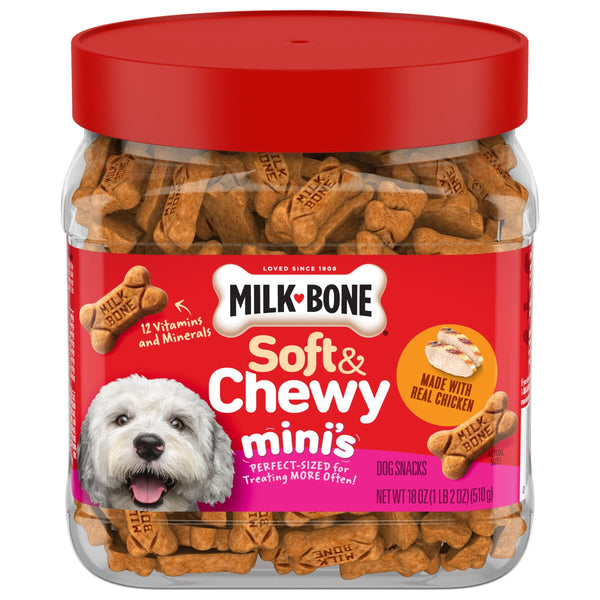 Milk-Bone Soft & Chewy Mini’s Dog Treats, Made with Real Chicken, 18 Ounce Canister