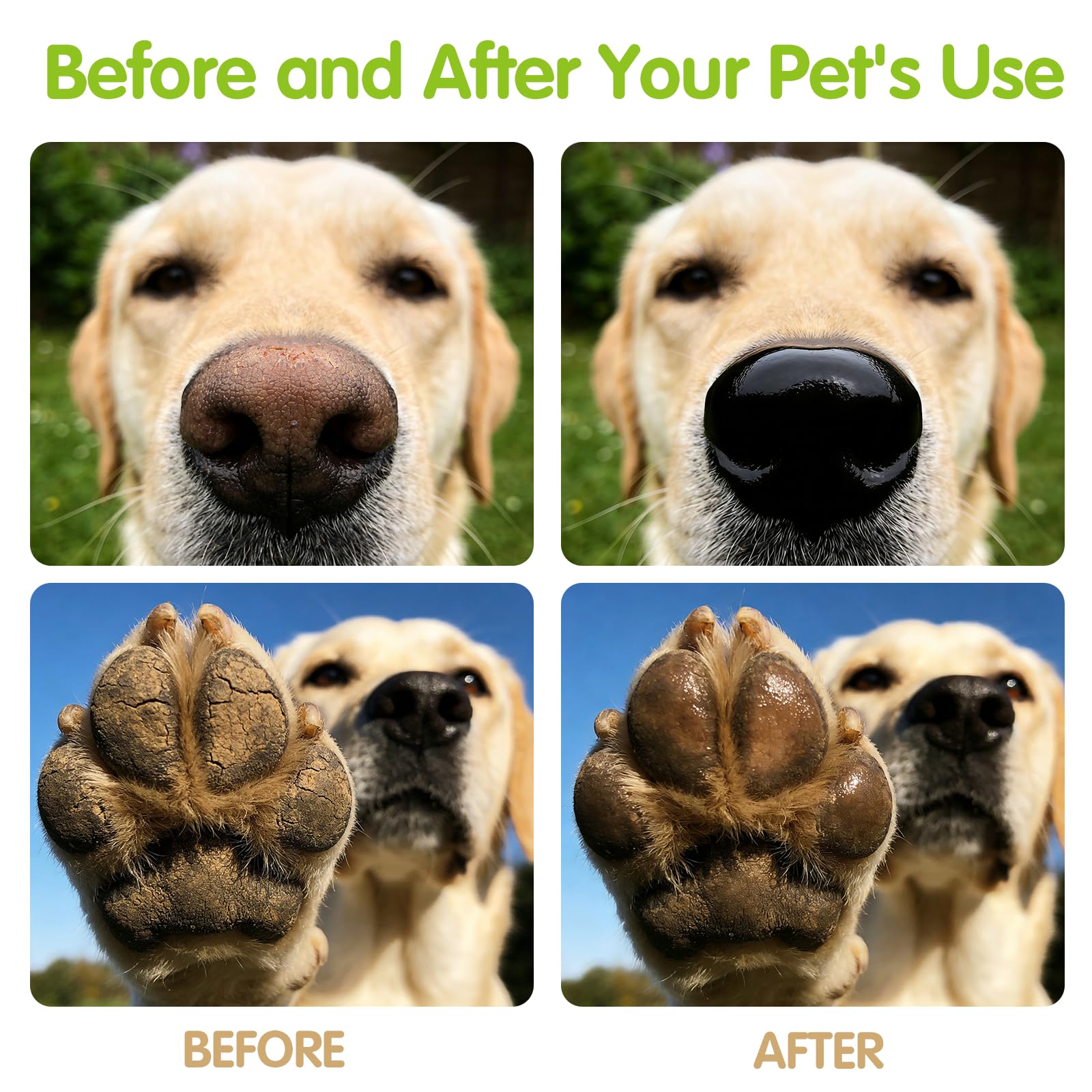 Dog Paw Balm Lick-Safe Paw Balm for Dogs & Cats, Natural Moisturizer with Organic Coconut Oil Quickly Nourishes and Repairs Dry, Cracked Paws and Nose