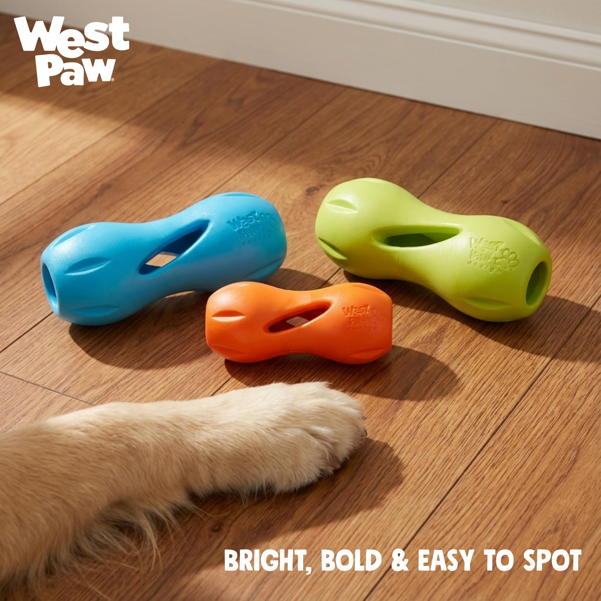 West Paw Qwizl Durable Zogoflex Dog Puzzle Toy for Mental Stimulation, and Enrichment - Treat Dispensing for Bully Sticks and Dental Sticks - Dishwasher Safe - Made in USA - Small - Granny Smith