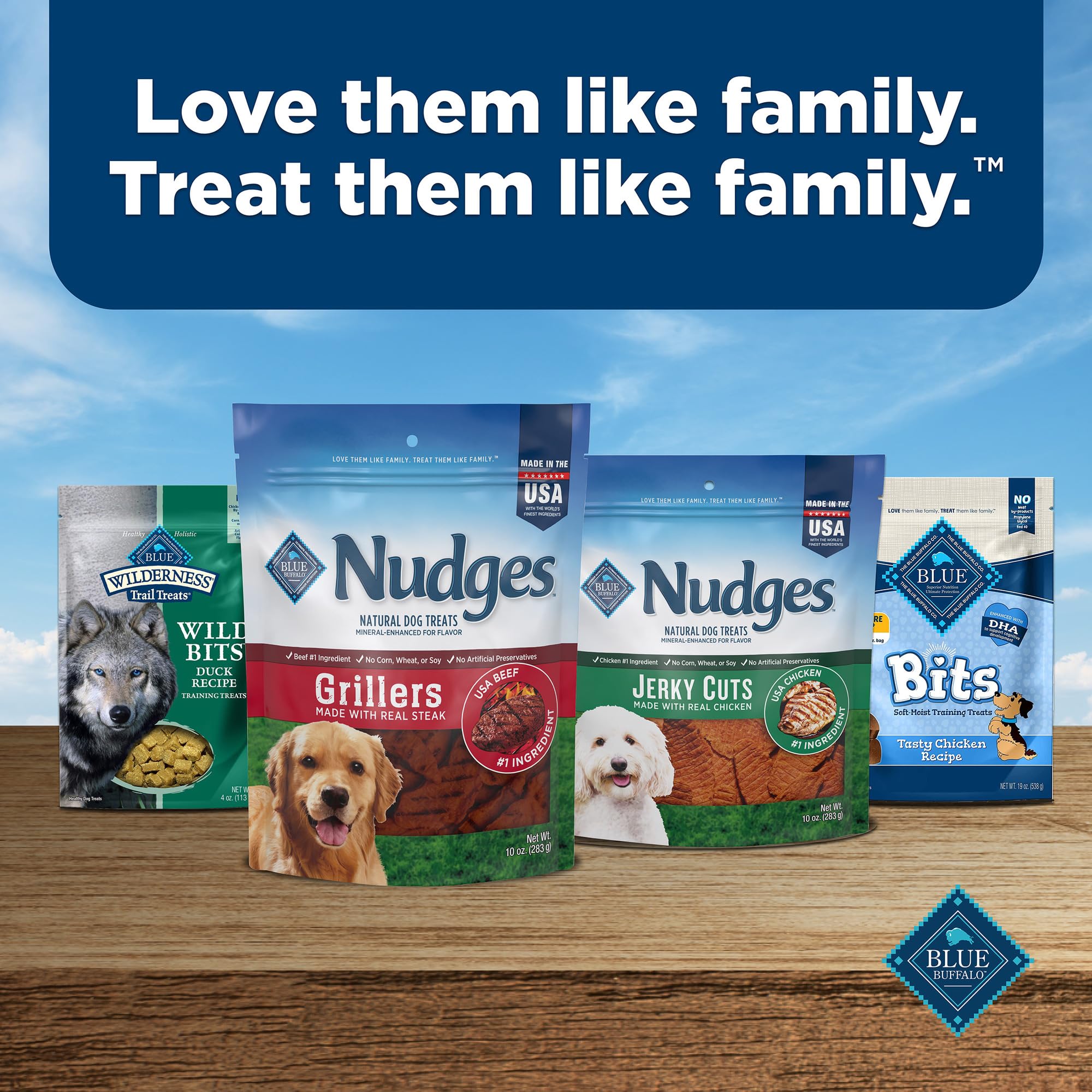 Blue Buffalo Nudges Homestyle Natural Dog Treats Chicken and Bacon, 16-oz Bag