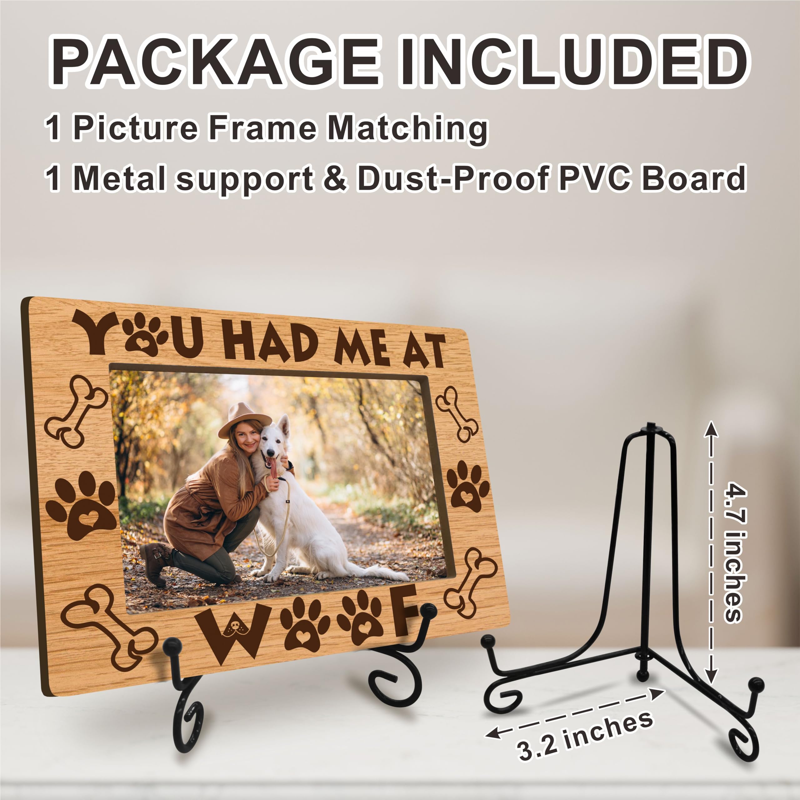 JCVUK Dog Picture Frame, Best Dog Ever Gifts, Pet Memorial Picture Frame - You Had Me At Woof, Memorial Frame For 4" x 6" Picture, Dog Lover Gifts (Horizontal) -A19