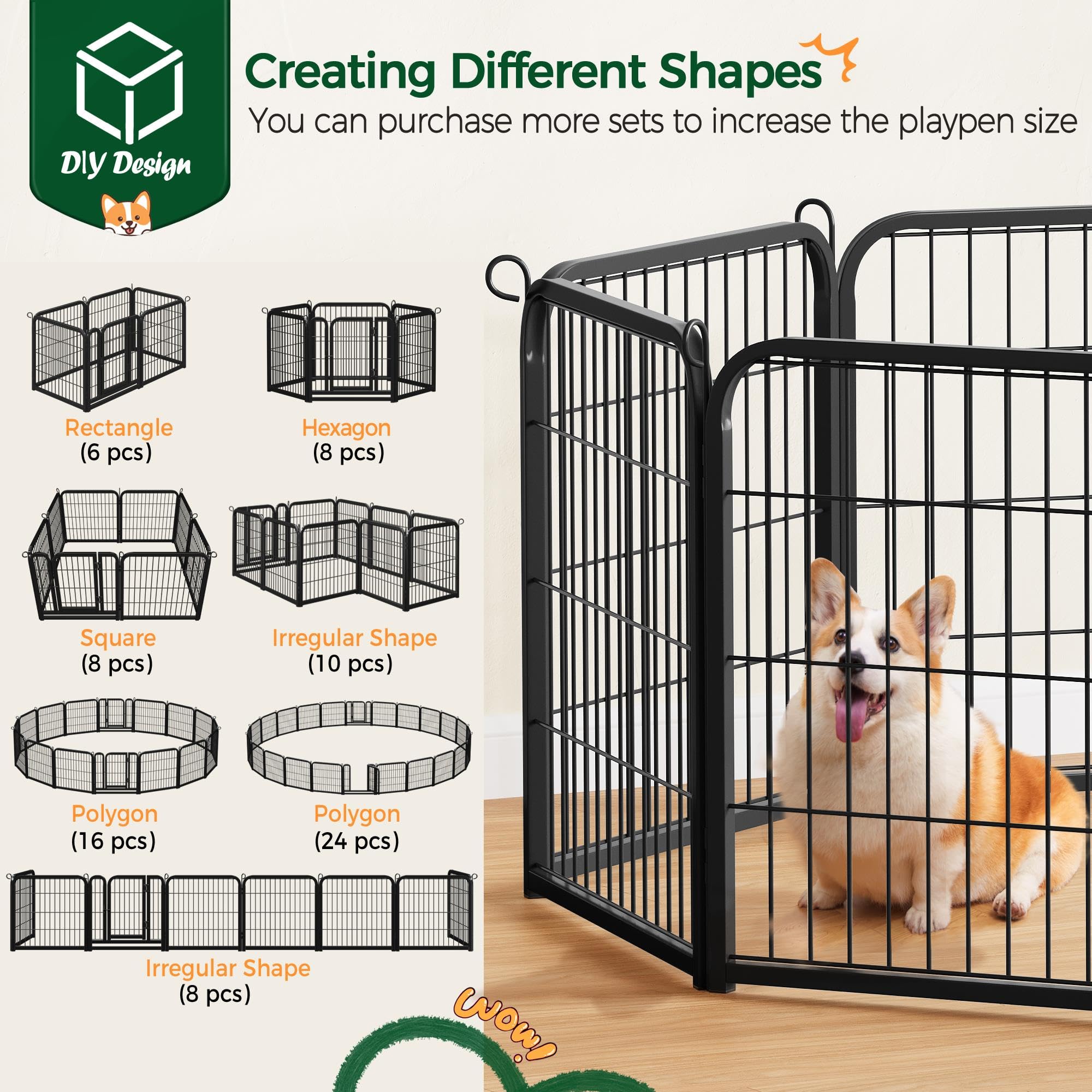 Yaheetech Dog Playpen Outdoor, 24 inch 8 Panels Dog Pen Indoor Heavy Duty Puppy Exercise Pen Metal Pet Fence for RV Camping/Yard/Garden