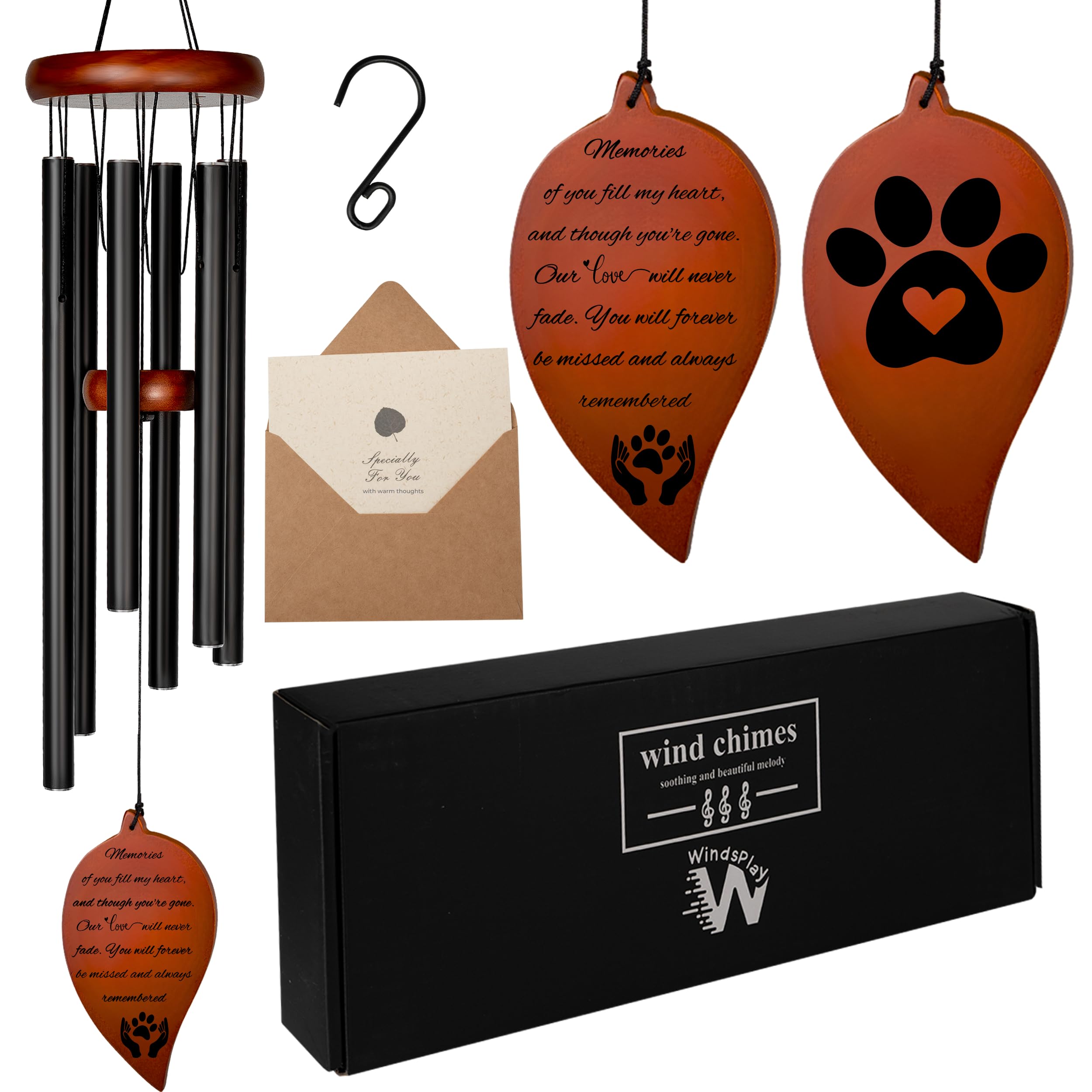 WindsPlay Pet Memorial Wind Chimes For Dogs - 32.5" Pet Remembrance Wind Chime - Dog Memorial Gifts For Loss Of Dog - Prime Bereavement Gift Idea For Loss Of Cat Sympathy Gift - Bereavement Gifts Dogs