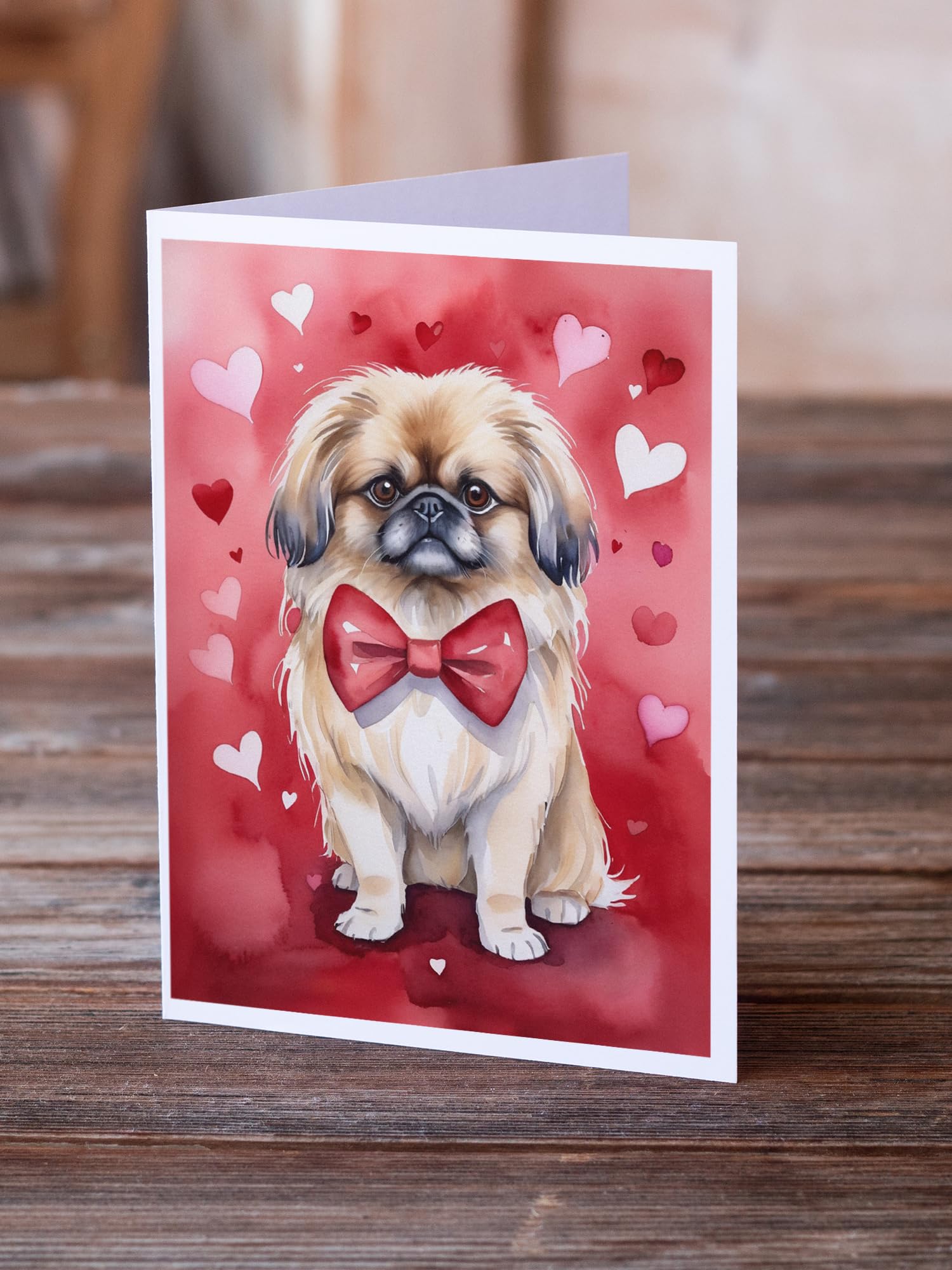 Caroline's Treasures DAC5404GCA7P Pekingese My Valentine Greeting Cards Pack of 8 Blank Cards with Envelopes Whimsical A7 Size 5x7 Blank Note Cards