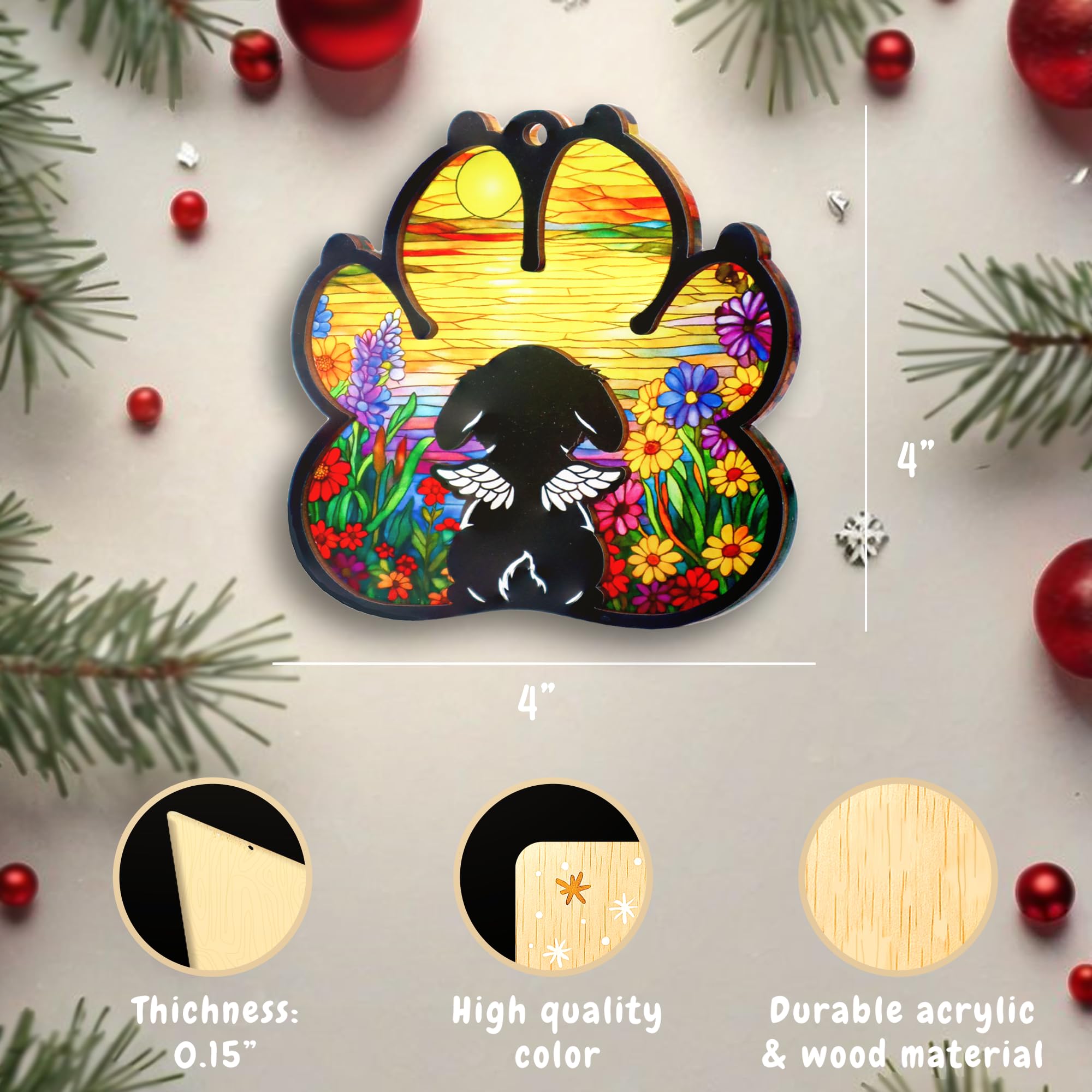 Dog Paw Memorial Ornament with Sympathy Card, Dog Memorial Suncatcher, Pet Remembrance Ornament, Sympathy Gifts for Loss of Dogs, Passing Away Gifts for Dogs Mom Women