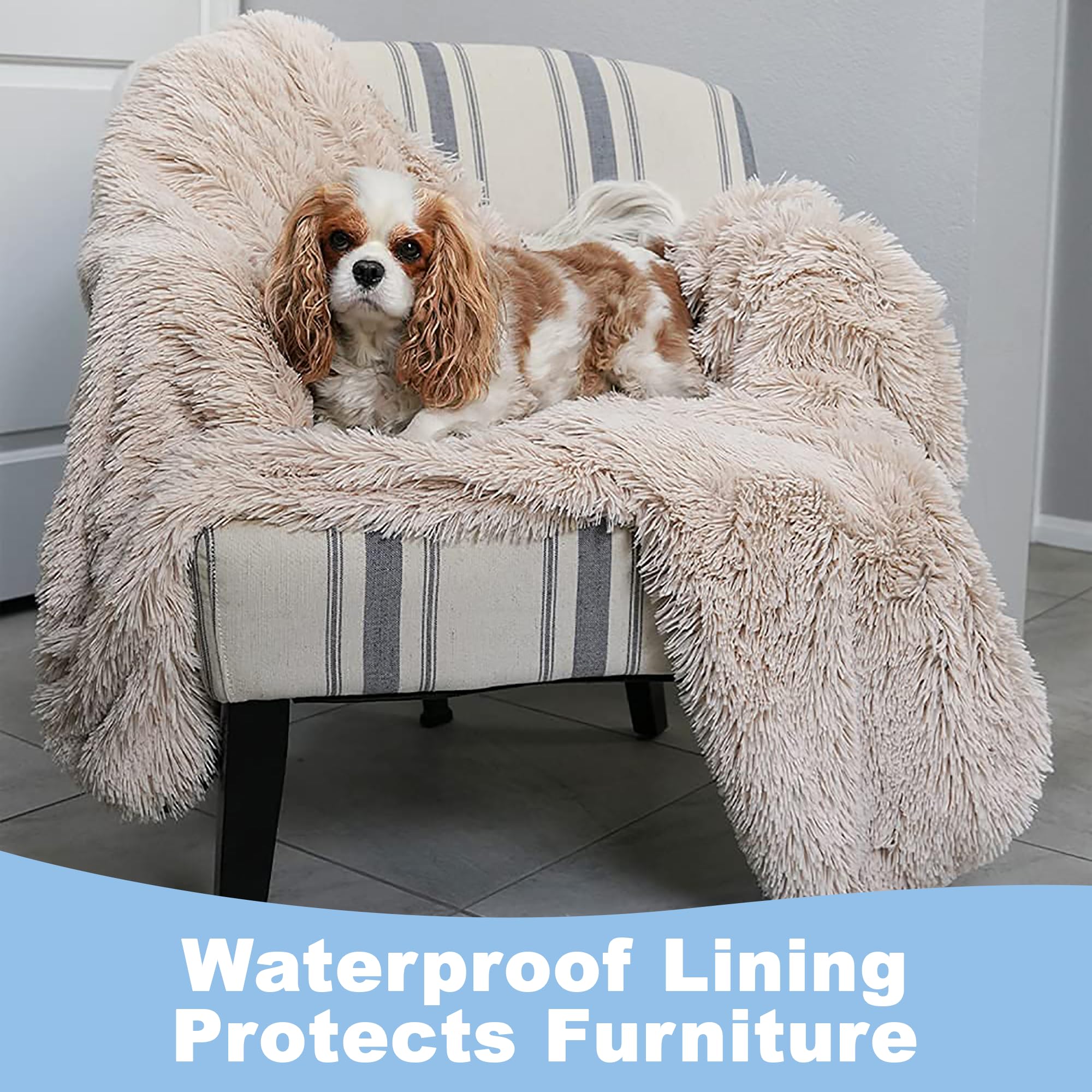 PawProof Fuzzy Pet Throw Blanket - Waterproof Blanket for Dogs & Cats - Faux Fur & Ultra-Soft Microsuede