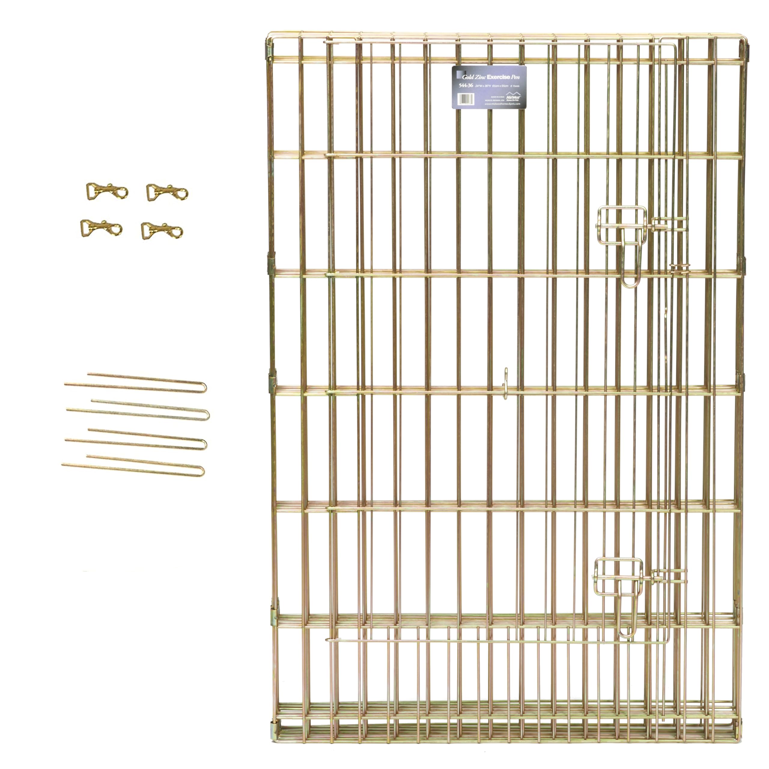 MidWest Homes for Pets 24-Inch Exercise Pen, for Indoor and Outdoor Use, 16 Sq Feet of Play, Single Door Folding Dog Pen, with Large Door Opening & Secure Latch, Easy to Set Up, Foldable Dog Playpen