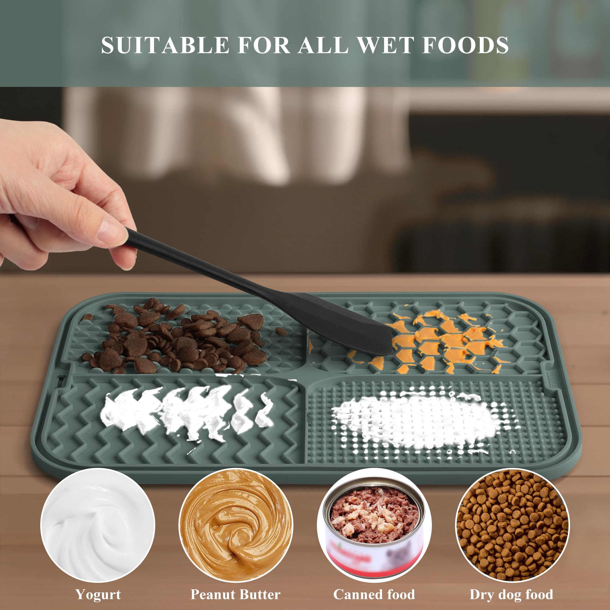 Coomazy Larger Lick Mat for Dogs, Lick Mat Designed for Large Breed Dogs, Slow Feeder & Non-Slip Design, Boredom and Anxiety Reducer, Suitable for All Wet Food, Non-Toxic, Green