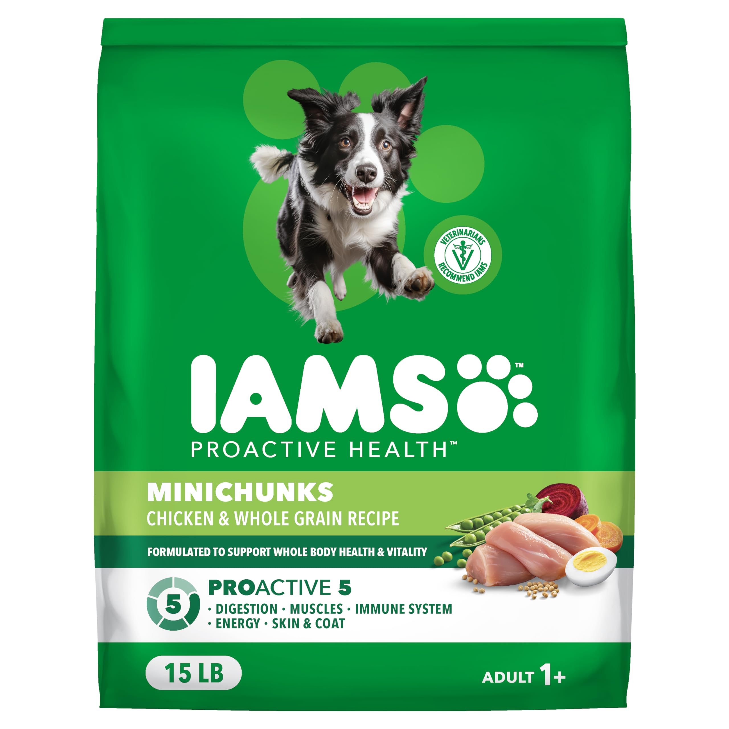 IAMS Proactive Health Minichunks Premium Dry Dog Food, Adult Dog Food Dry Recipe, 15 lb. Bag