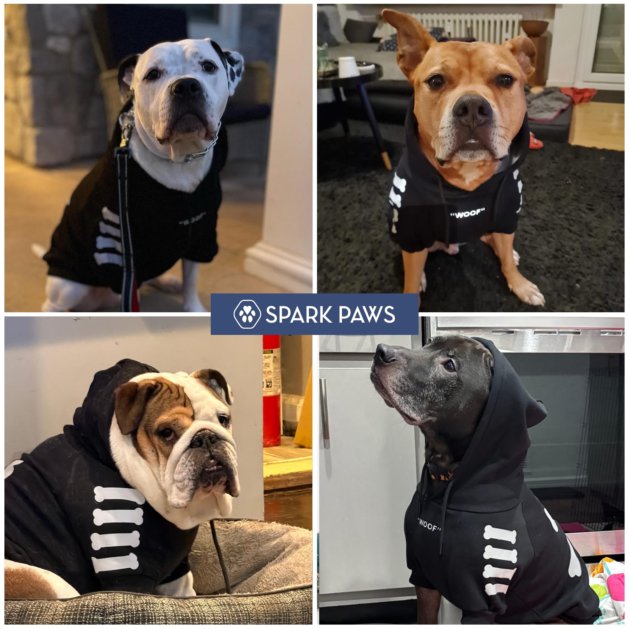Spark Paws Dog Hoodie – Premium Dog Sweater for Small, Medium, and Large Dogs | Warm Outfits for French Bulldogs, Pitbull, Puppy, Winter Jacket Alternative - Woof - M