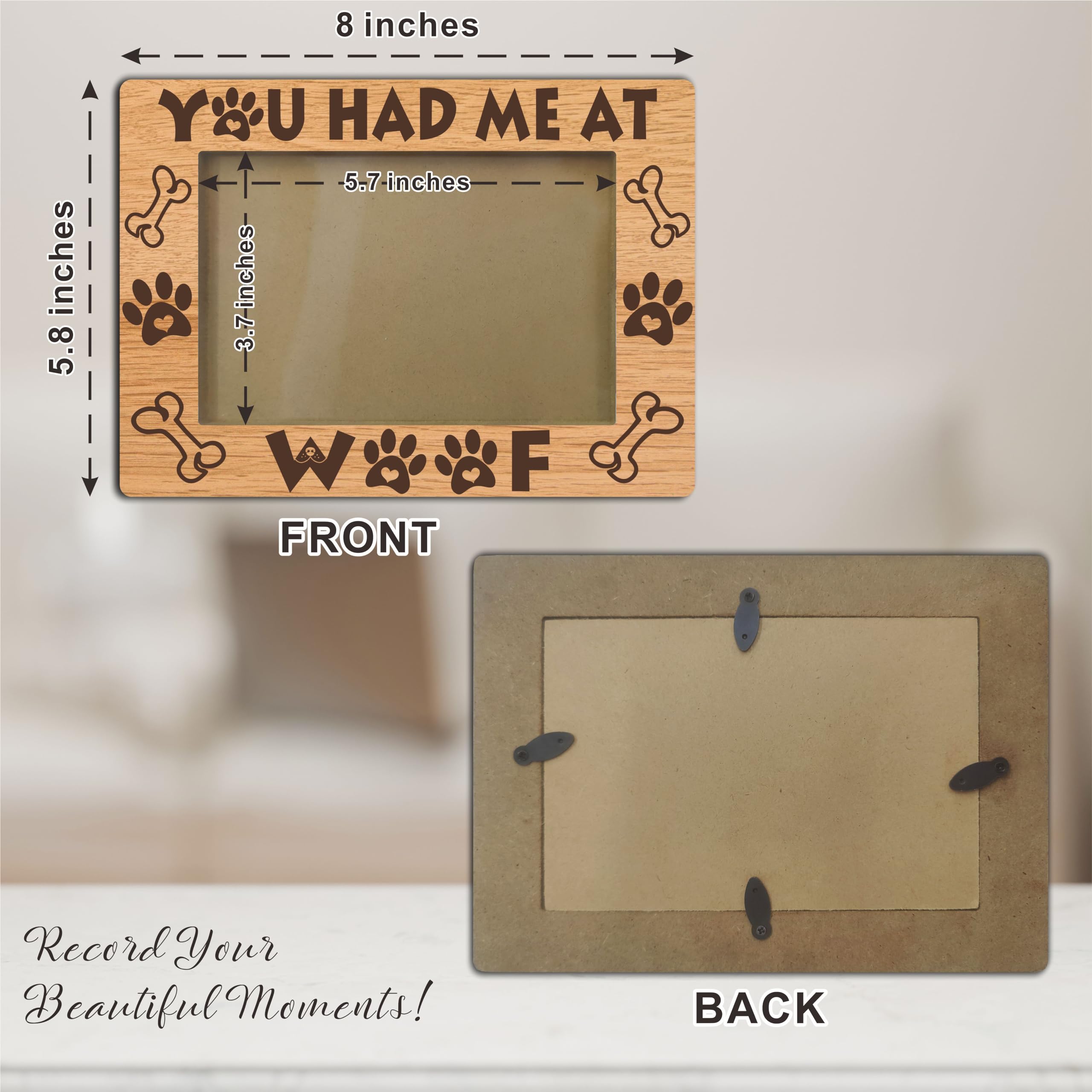 JCVUK Dog Picture Frame, Best Dog Ever Gifts, Pet Memorial Picture Frame - You Had Me At Woof, Memorial Frame For 4" x 6" Picture, Dog Lover Gifts (Horizontal) -A19
