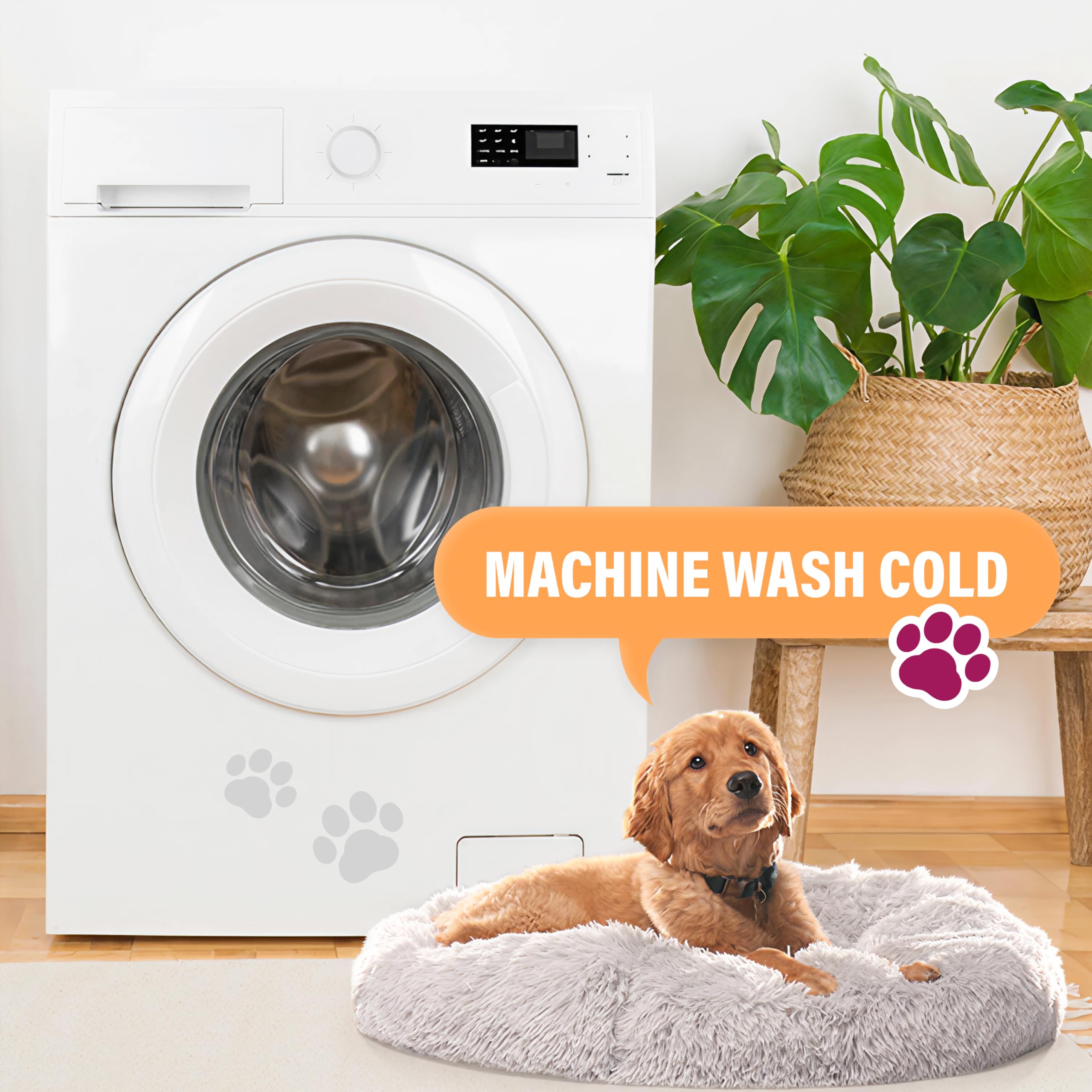 Active Pets Large Dog Bed, Calming Orthopedic Pet Bedding for Anxiety Relief, Joint Support & Comfort, Washable Dog Furniture, M 45lbs, Light Grey